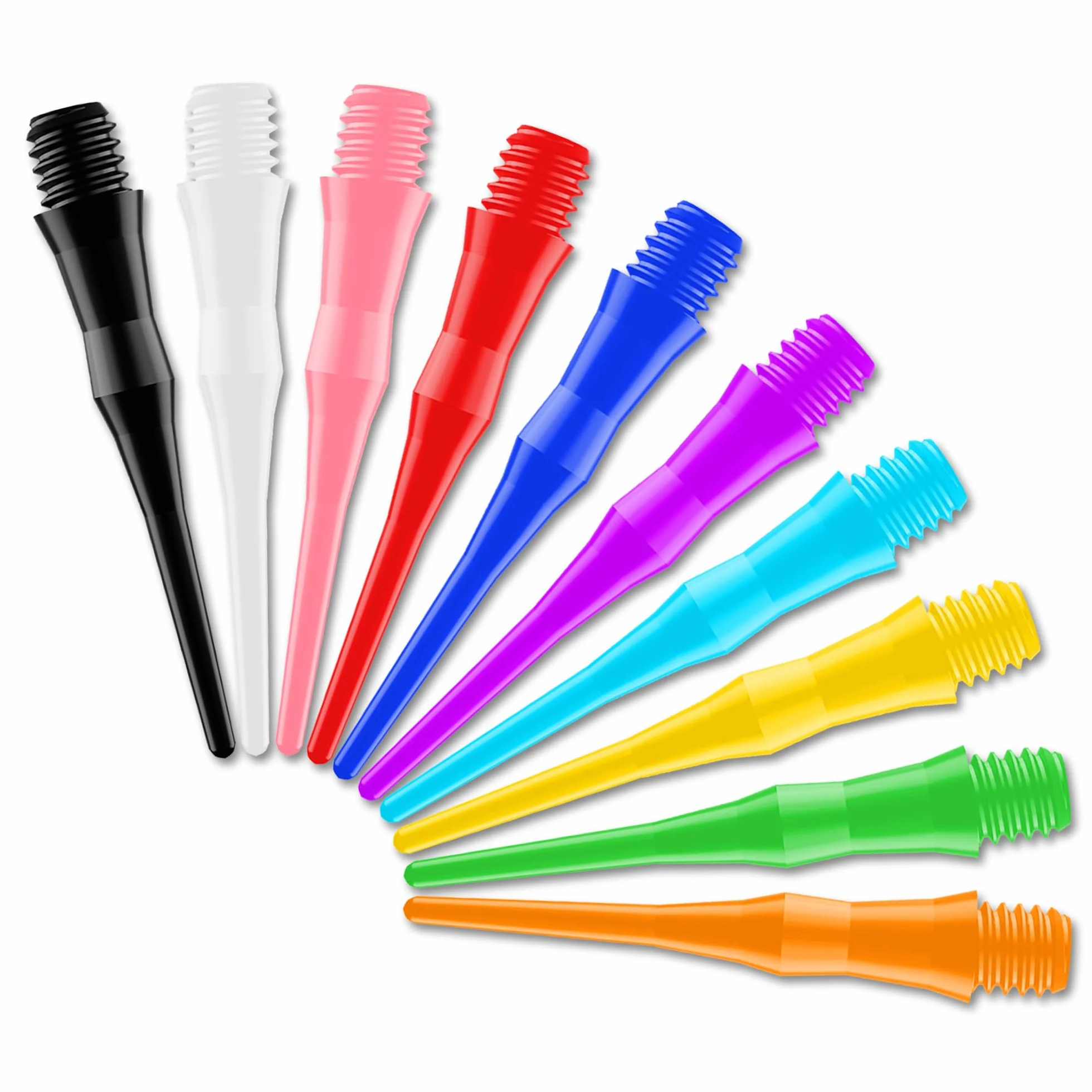CyeeLife - 500 punte per freccette in plastica, 2BA filettatura, particolarmente stabili e durevoli, punte per freccette in totale ci sono dieci colori (500pz)