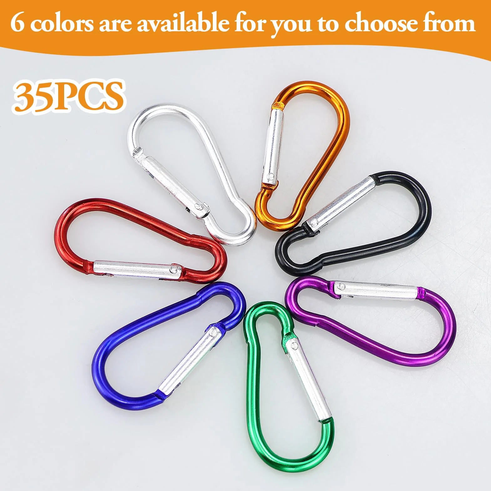 Piccolo Moschettone 35pcs 46 x 2,2 cm Portachiavi in Alluminio Mini Moschettoni per Zaini Campeggio