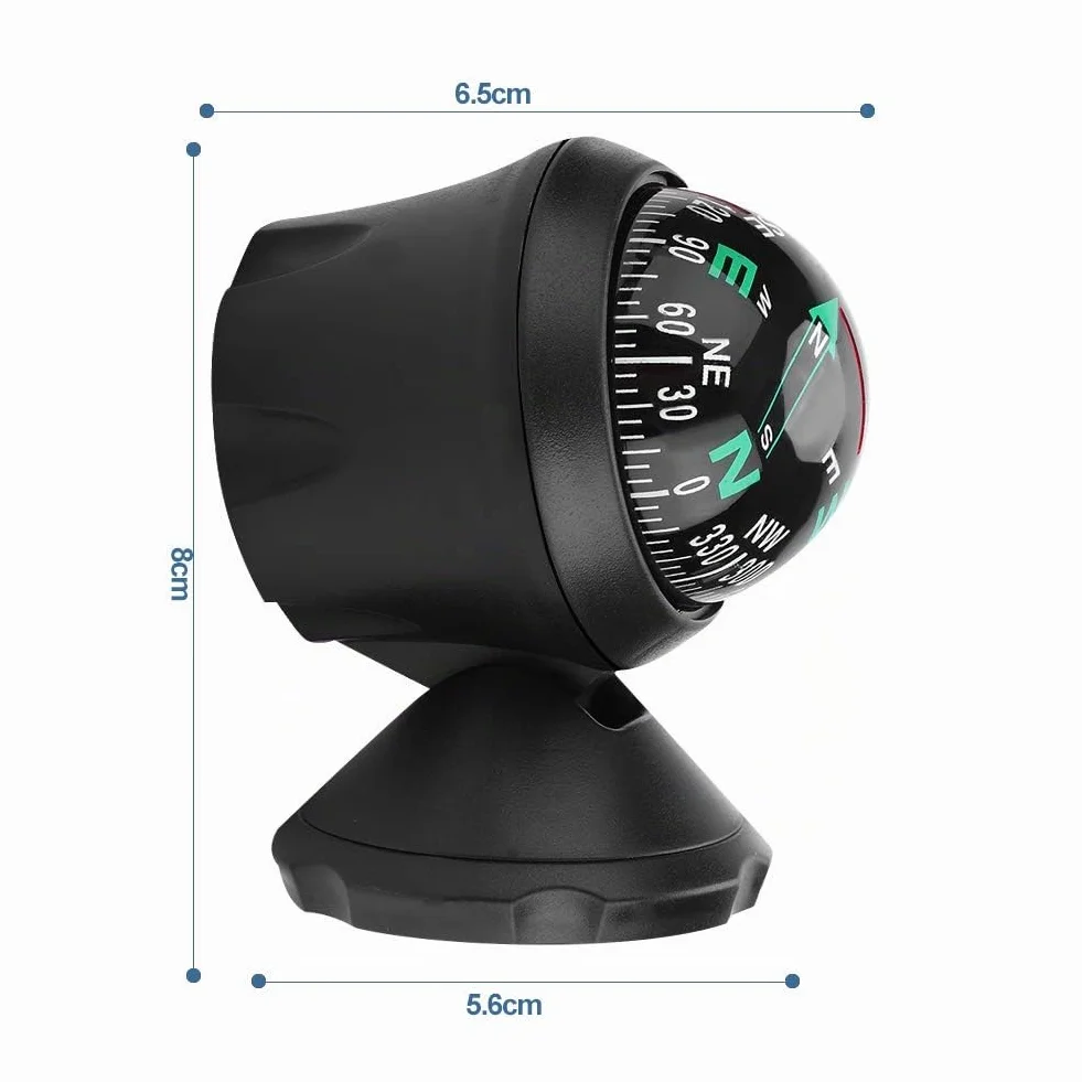 Bussola per Barche, Bussola per Auto Cruscotto Navigatore Digitale Bussola per Esploratore, Bussola Marina Regolabile Multifunzionale Bussola Marina Nera Adatto per Auto Camion per Barche