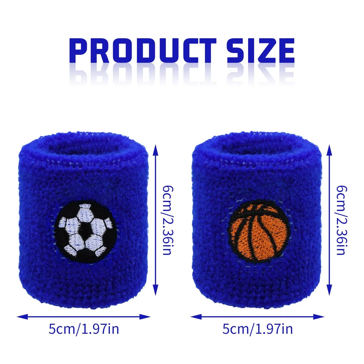 6 Pezzi Polsino Sportivo Braccialetti Sportivi per Bambini Sudore Assorbente Fasce da Polso Cotone Elastico Traspirante Polsini SpugnaPolsini di Sport per Basket Calcio Corsa Palestra, Blu (B)