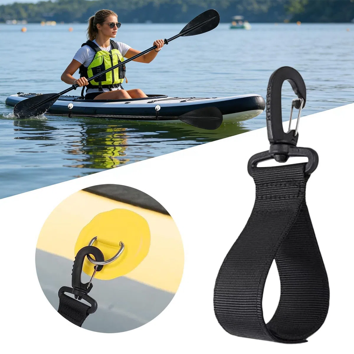 Fascette per pagaia da kayak, 4 pezzi, fissaggio con morsetto per pagaia da barca, supporto per bastone da kayak, per mare, spiaggia, fiume, lago, bordo mare, canoa, barca, escursionismo acquatico