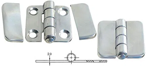 Cerniera con COPRIVITI Inox AISI 316 MM 35.7x40 Accessori Barca Nautica