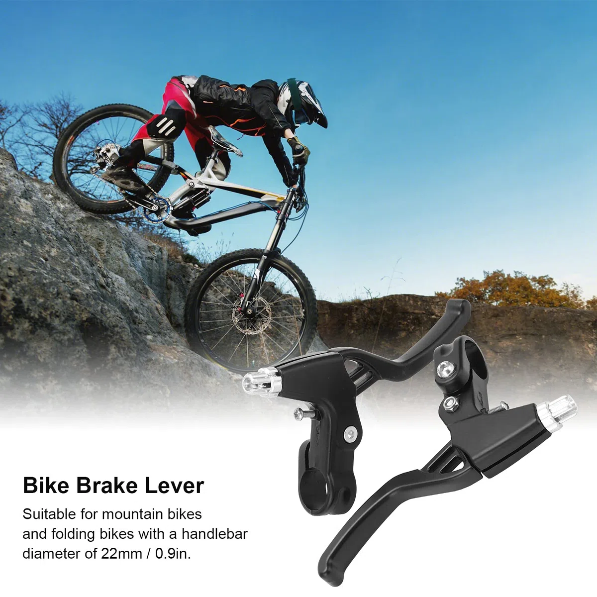 1 paio di leve freno universali per bici con manubrio freno a V in lega di alluminio per la maggior parte delle bici da strada MTB, 2,2 cm (Nero)