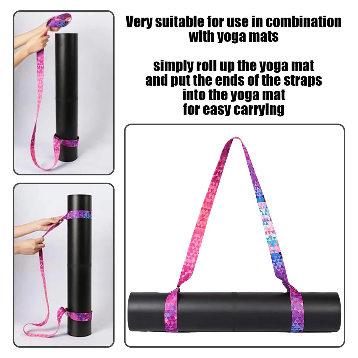 3 Pezzi Cinghia di Tappetino da Yoga, Imbracatura Multifunzione, Tappetino da Yoga Che Trasporta Accessori, Raggruppamento Durevole, Accessori per Tappetini da Yoga.