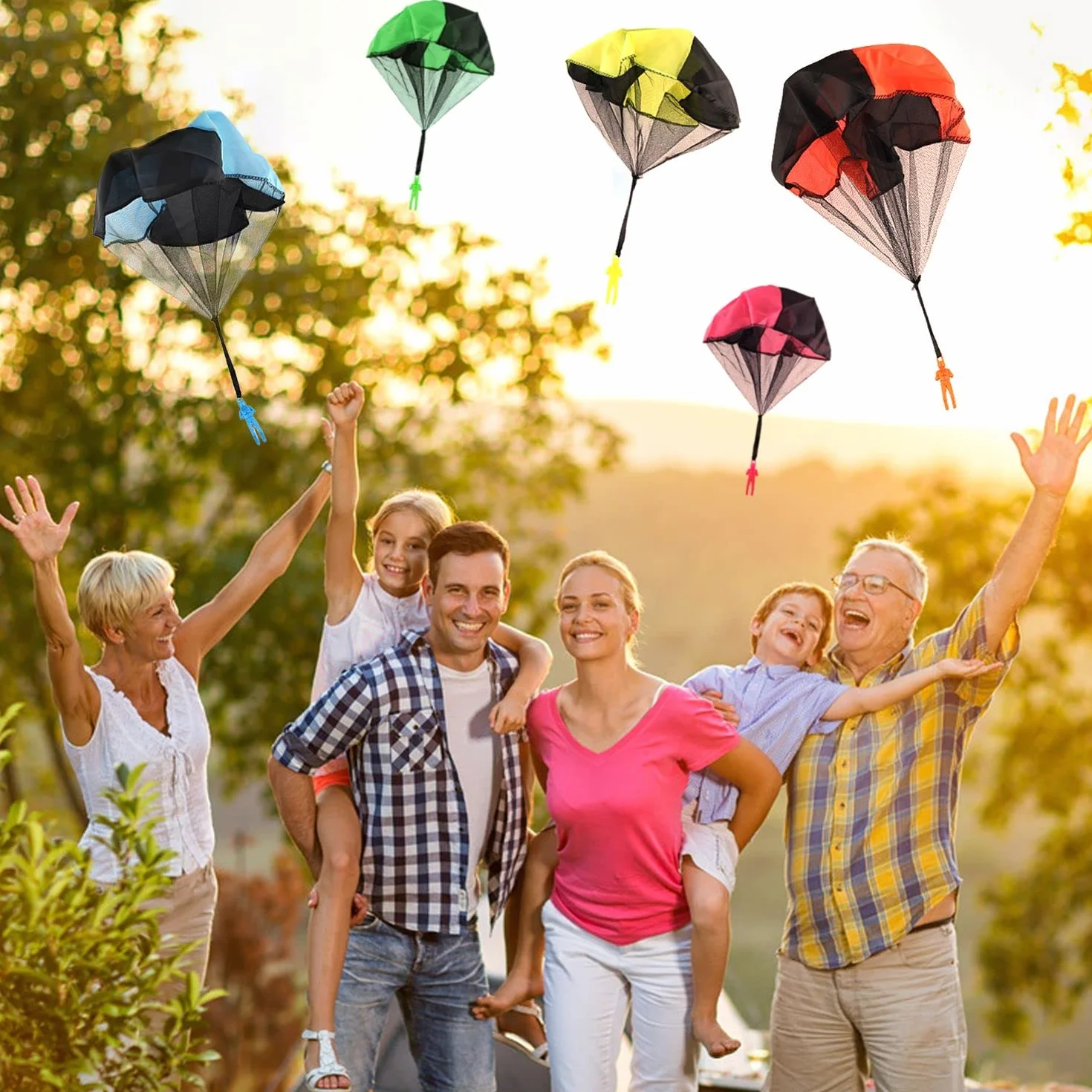 Set di 5 Giocattoli da Paracadute per Bambini, Giochi all'aperto da Giardino