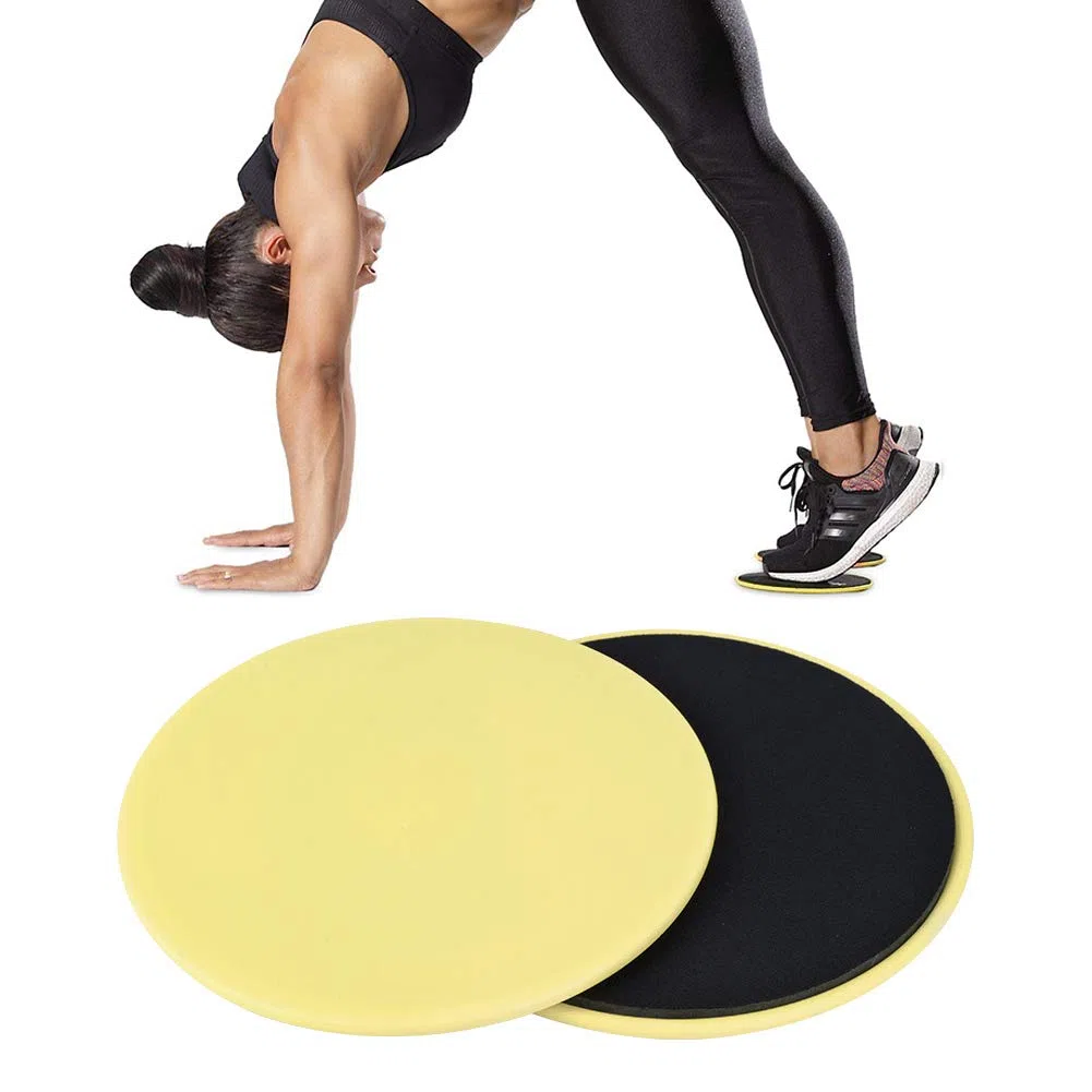 Cursori per dischi scivolanti, attrezzatura per il fitness addominale per attrezzi da palestra a disco scorrevole 2 pezzi per palestra, casa, yoga, pilates(Giallo)