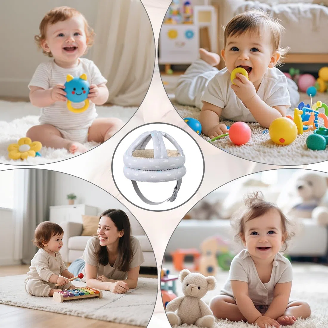 Casco Neonato Primi Passi, Caschetto Primi Passi per Bambini da 6 a 36 Mesi, Caschetto Neonato Anticaduta, Traspirante e sicuro(grigio)