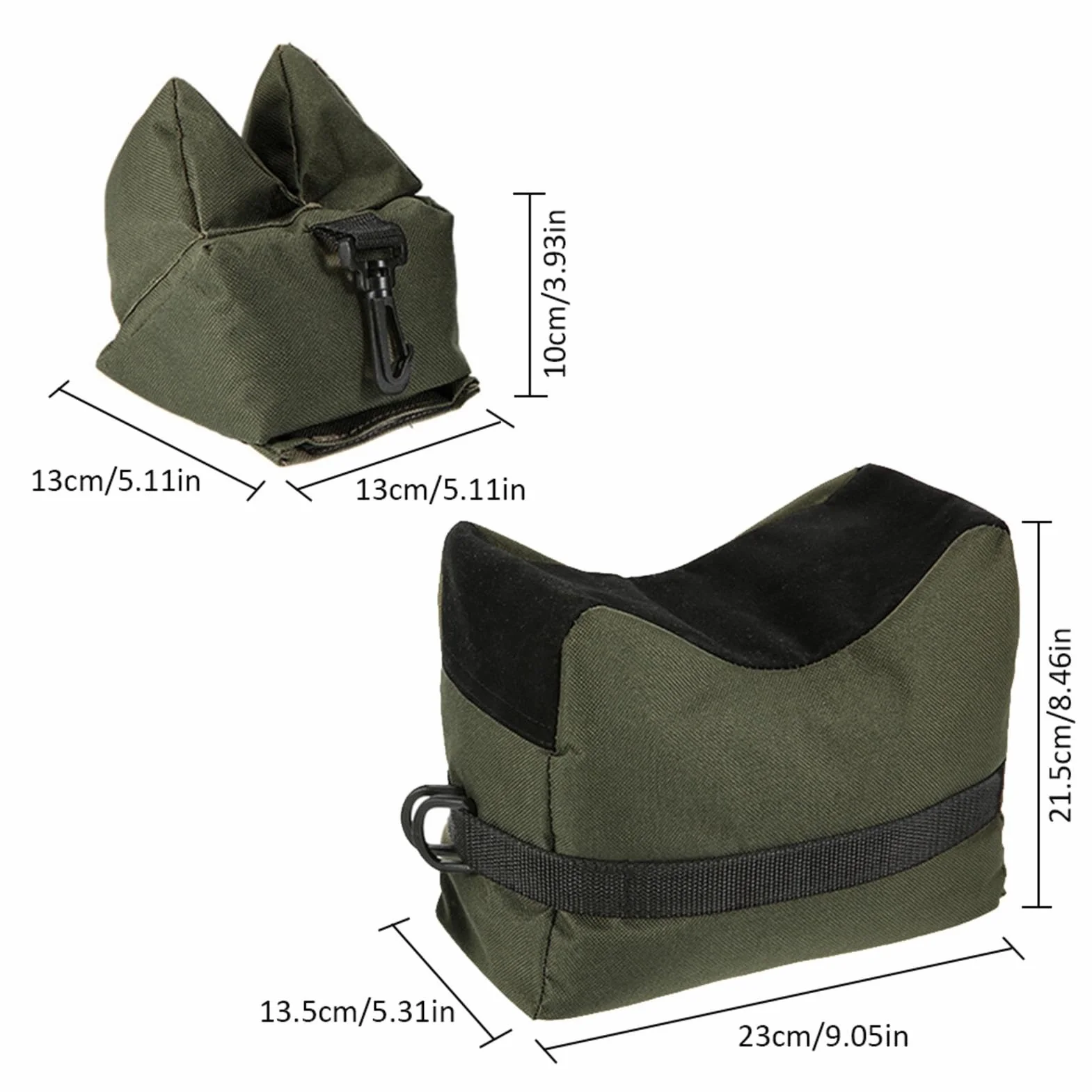 Set di 2 cuscini da tiro per esterni, anteriori e posteriori, supporto sandbag, supporto per pistola, supporto anteriore e posteriore, cuscino per tiro, sacco di sabbia
