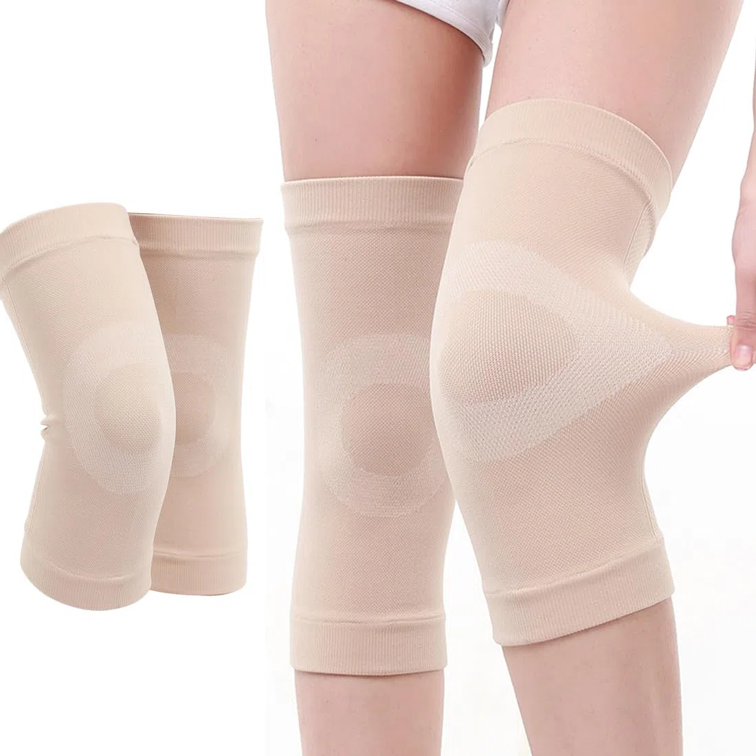 ginocchiera per artrosi ginocchio,ginocchiere powerlifting,fascia elastica ginocchio,ginocchiera sportiva,1 paio per alleviare il dolore durante l'attività fisica e dopo l'infortunio (beige,L)