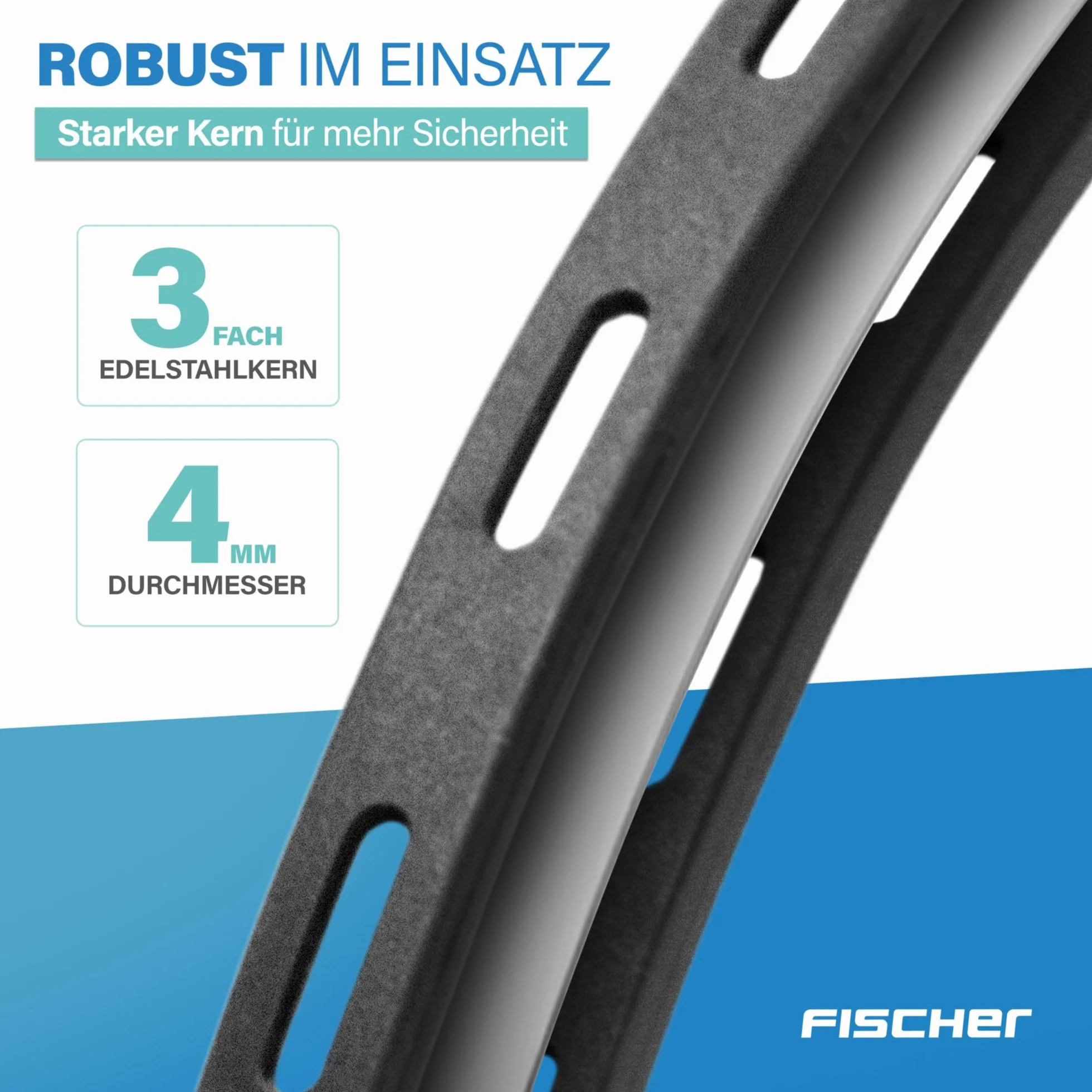 FISCHER Lucchetto speciale per bicicletta, casco o sci, nero, lunghezza: 53 cm