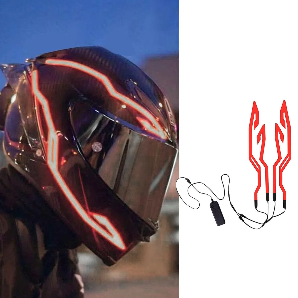 Luce per casco moto – 380 x 35 mm striscia LED in PVC, per modalità segnale impermeabile | per la guida notturna, sicurezza dei caschi da bicicletta, miglioramento della visibilità