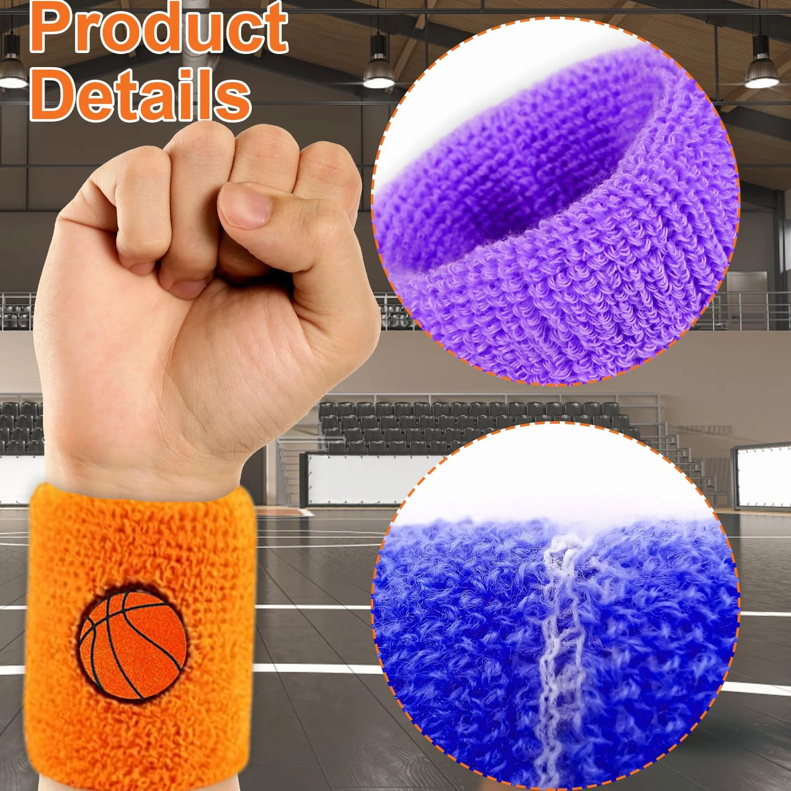 6 Pezzi Braccialetti Sportivi per Bambini, Antisudore Fasce da Polso per Bambini, Braccialetto Polsino di Sport per Basket, Baseball, Calcio, Corsa, Fitness