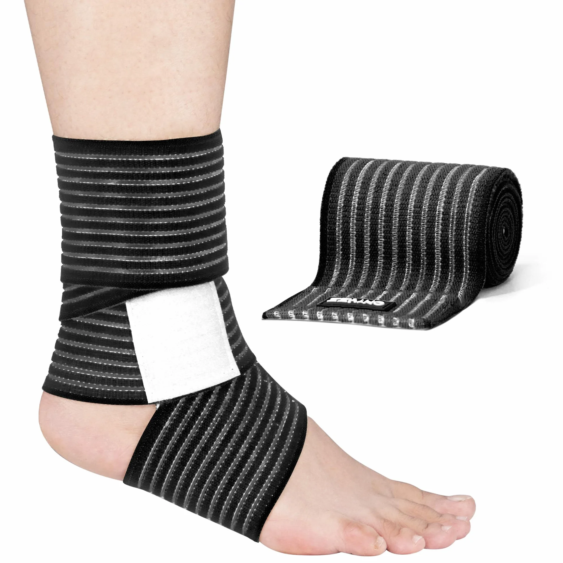 ONTYZZ Supporto Bendaggio Gomito 1 Pezzo Alta Elasticità Fasciatura Polso Supporto Mani per Sport Palestra Corsa Tozzo Allenamento Bendaggio Caviglia Tutore Nero/90cm