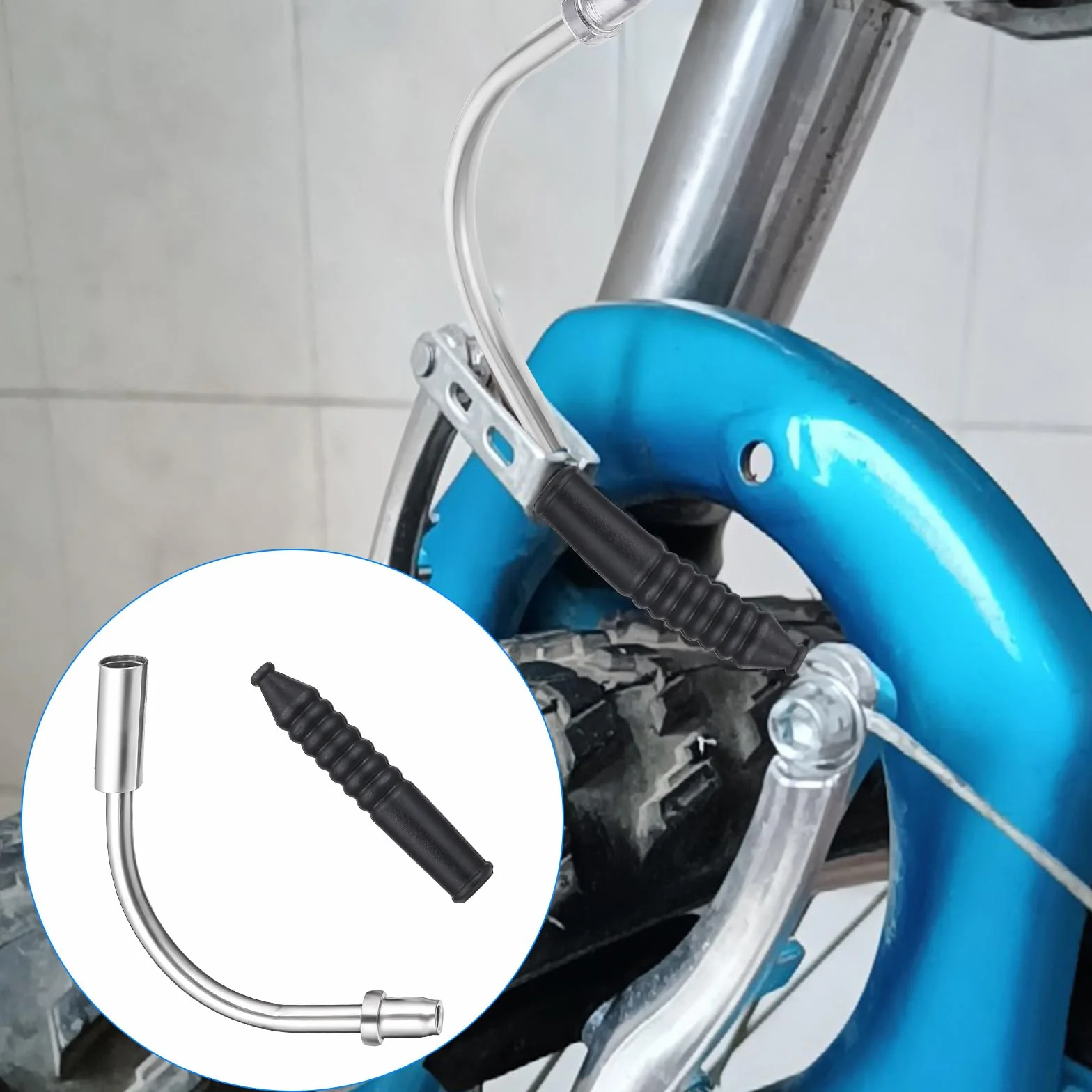 Giantree Tubo guida per cavi per freno a V, 4 pezzi, tubo guida cavi per freno e tappi terminali, accessori per tubo del freno per bicicletta con stivali in gomma, per mountain bike e bici da strada