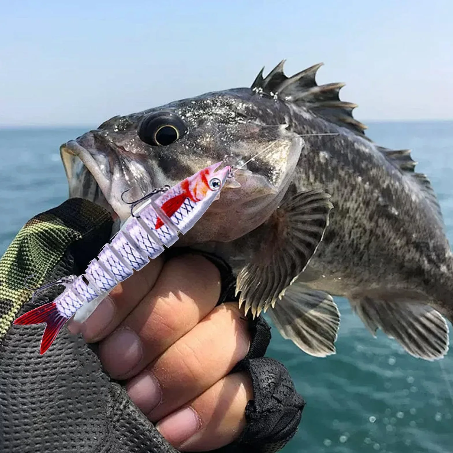 Swimbait Snodati Multipli 8 Sezioni per Pesca Spigola Acqua Salata