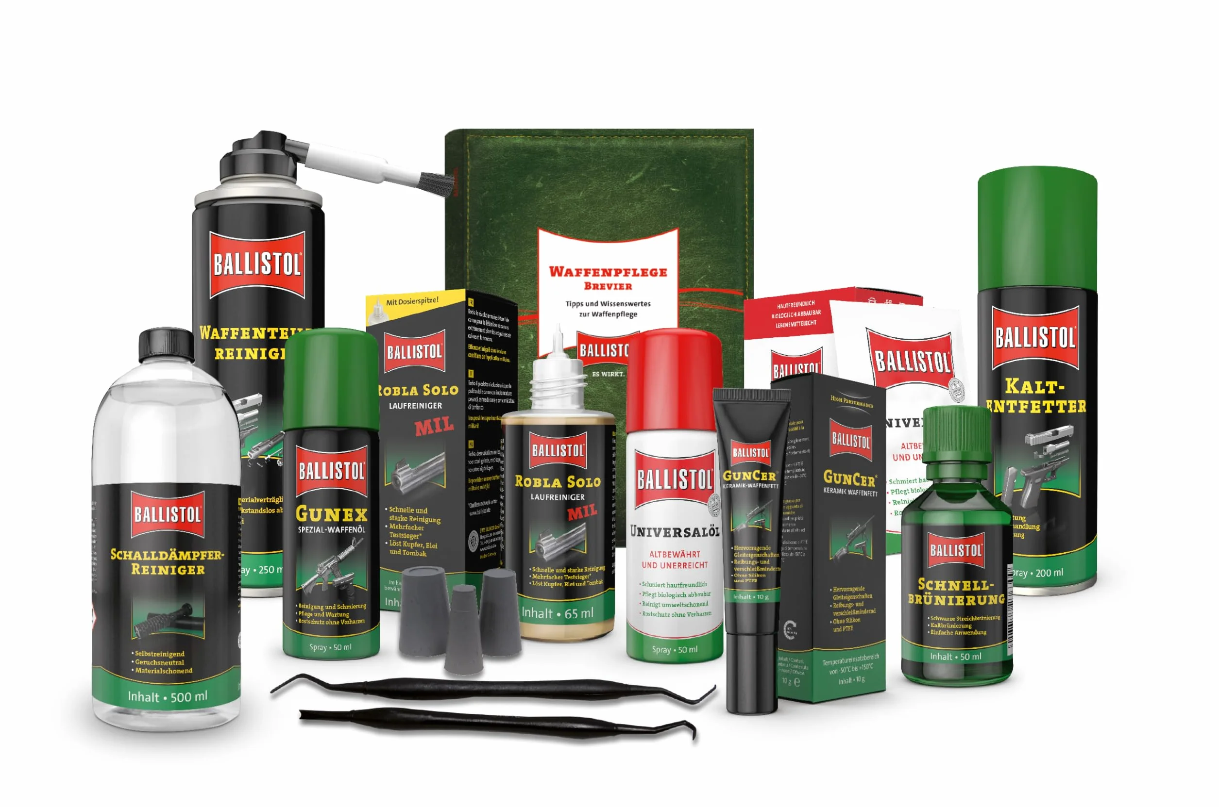 BALLISTOL 23752 Detergente per parti di armi 250 ml – Pulizia e sgrassaggio con spazzola a scatto in setole di nylon