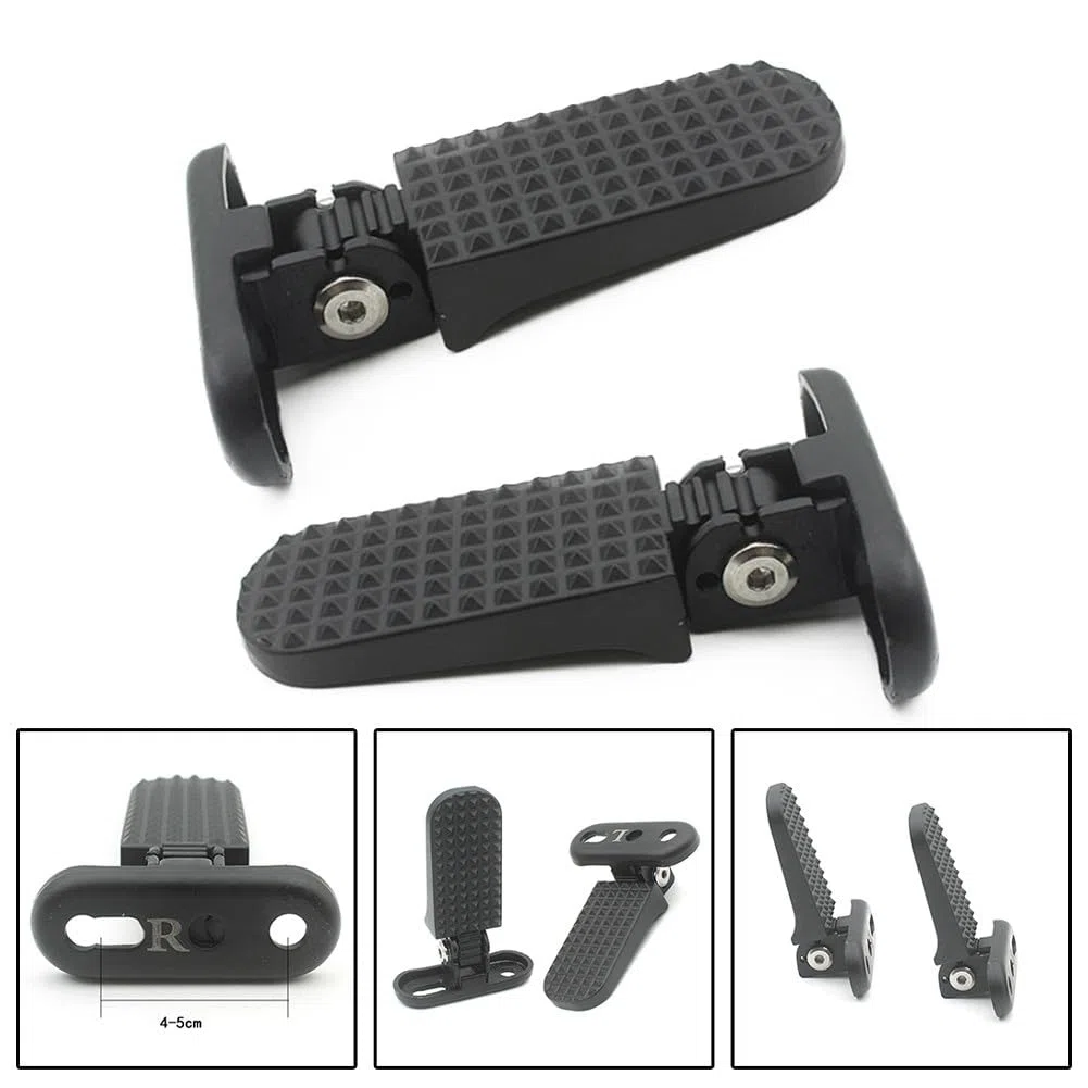 Pioli per bici in lega di alluminio per scooter elettrico, pedali antiscivolo con design pieghevole, 78 x 75 mm, compatibili con E-for Bike e veicoli mobili, nero