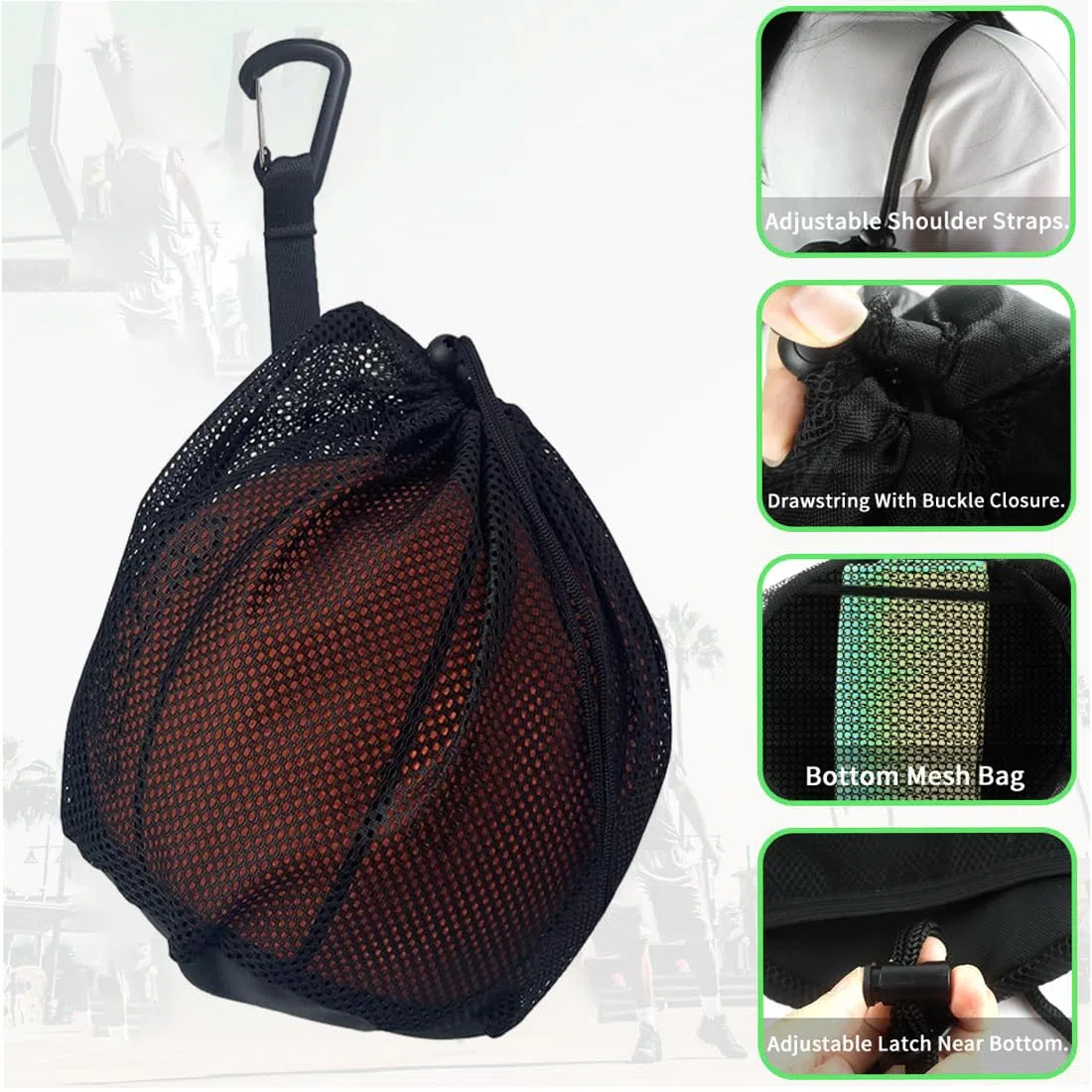 1 Pcs Borsa da pallacanestro multifunzionale per bambini e adulti zaino portatile e borsa a rete inclusi