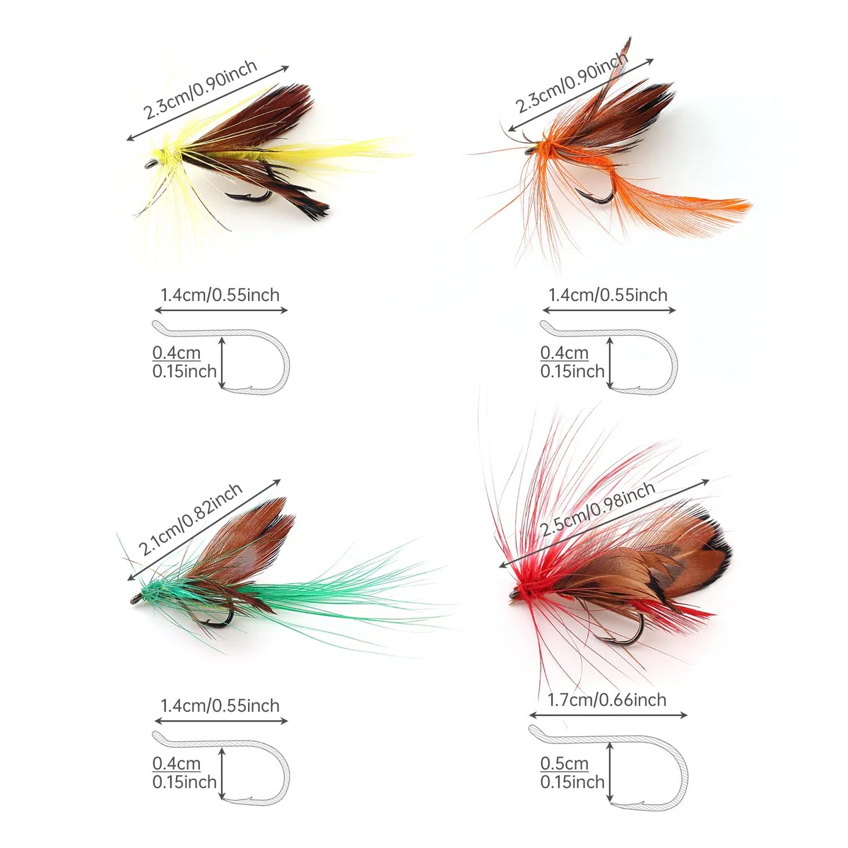 12 esche a forma di farfalla, realizzate a mano, per spigola, panfish, trota, salmone