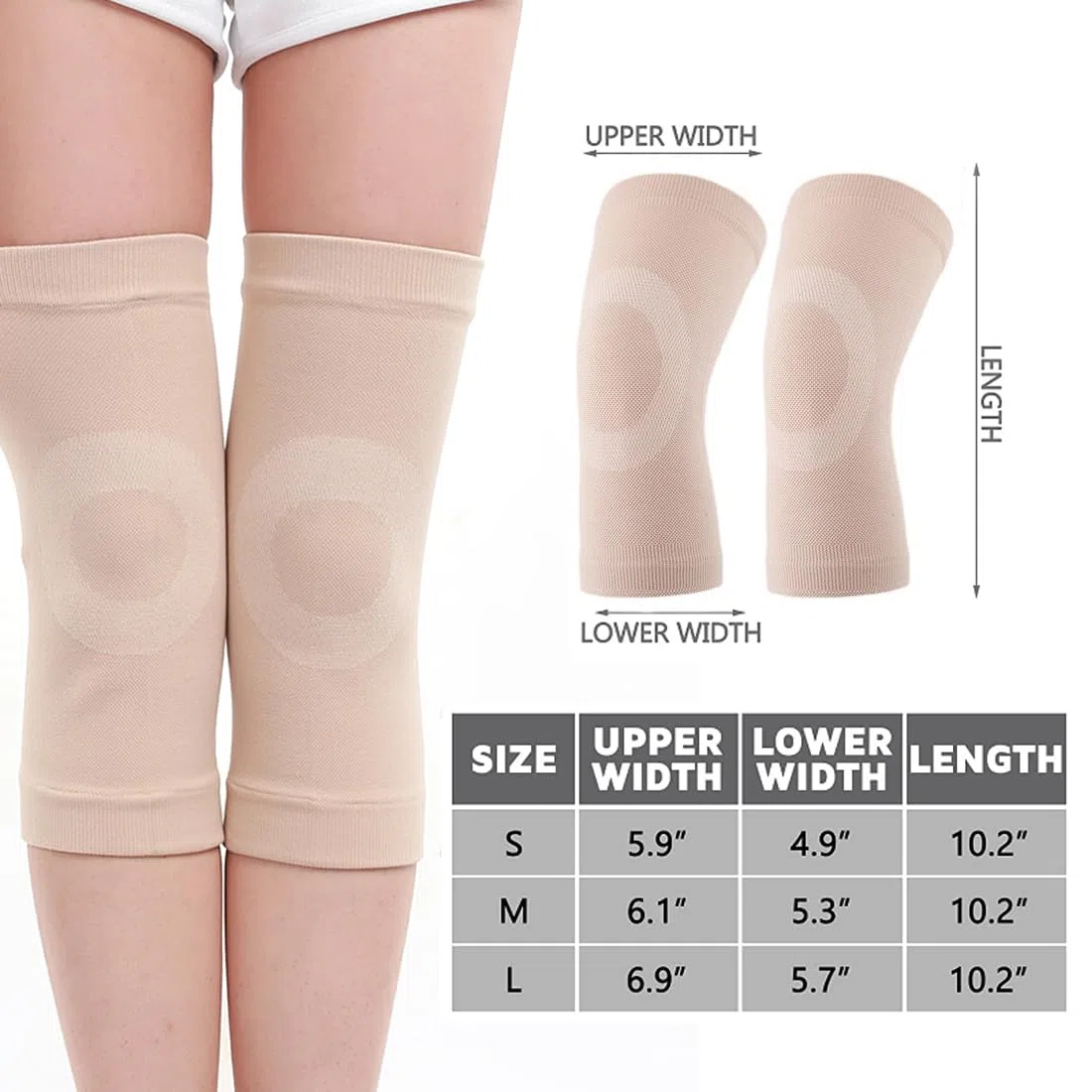 ginocchiera per artrosi ginocchio,ginocchiere powerlifting,fascia elastica ginocchio,ginocchiera sportiva,1 paio per alleviare il dolore durante l'attività fisica e dopo l'infortunio (beige,L)