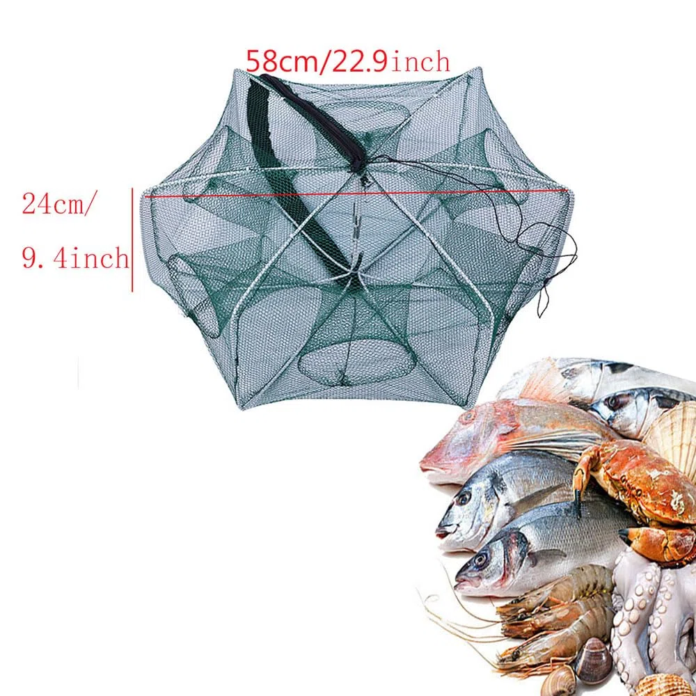 Trappola per Rete da Pesca, 6 Fori Automatica Gabbia, Portatile, Pieghevole, Per Granchi, Gamberi, Pesci, Pesciolini, Gamberetti, Trappola Per Gamberetti, Trappola Pesci, Rete Trappola Pesca