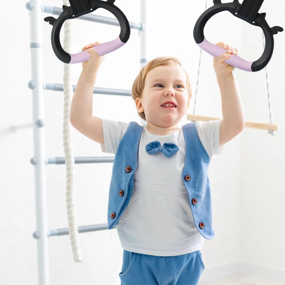1 Paio di Anelli Sportivi per Bambini E 1 Paio di Protezioni per I Palmi, Attrezzatura Fitness per Bambini, Attrezzatura per Allenamento Fisico per Bambini, Accessori Fitness Indoor