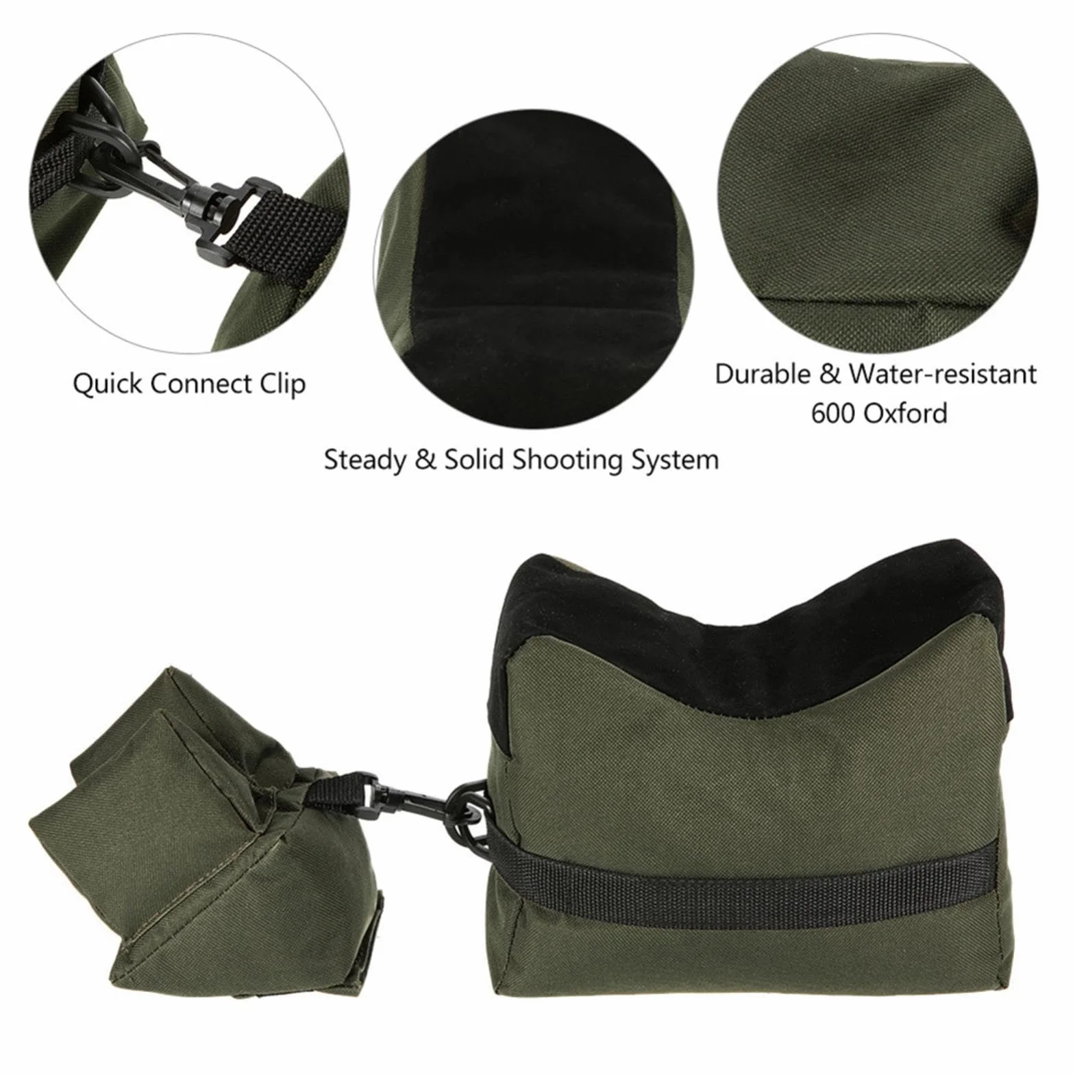 Set di 2 cuscini da tiro per esterni, anteriori e posteriori, supporto sandbag, supporto per pistola, supporto anteriore e posteriore, cuscino per tiro, sacco di sabbia