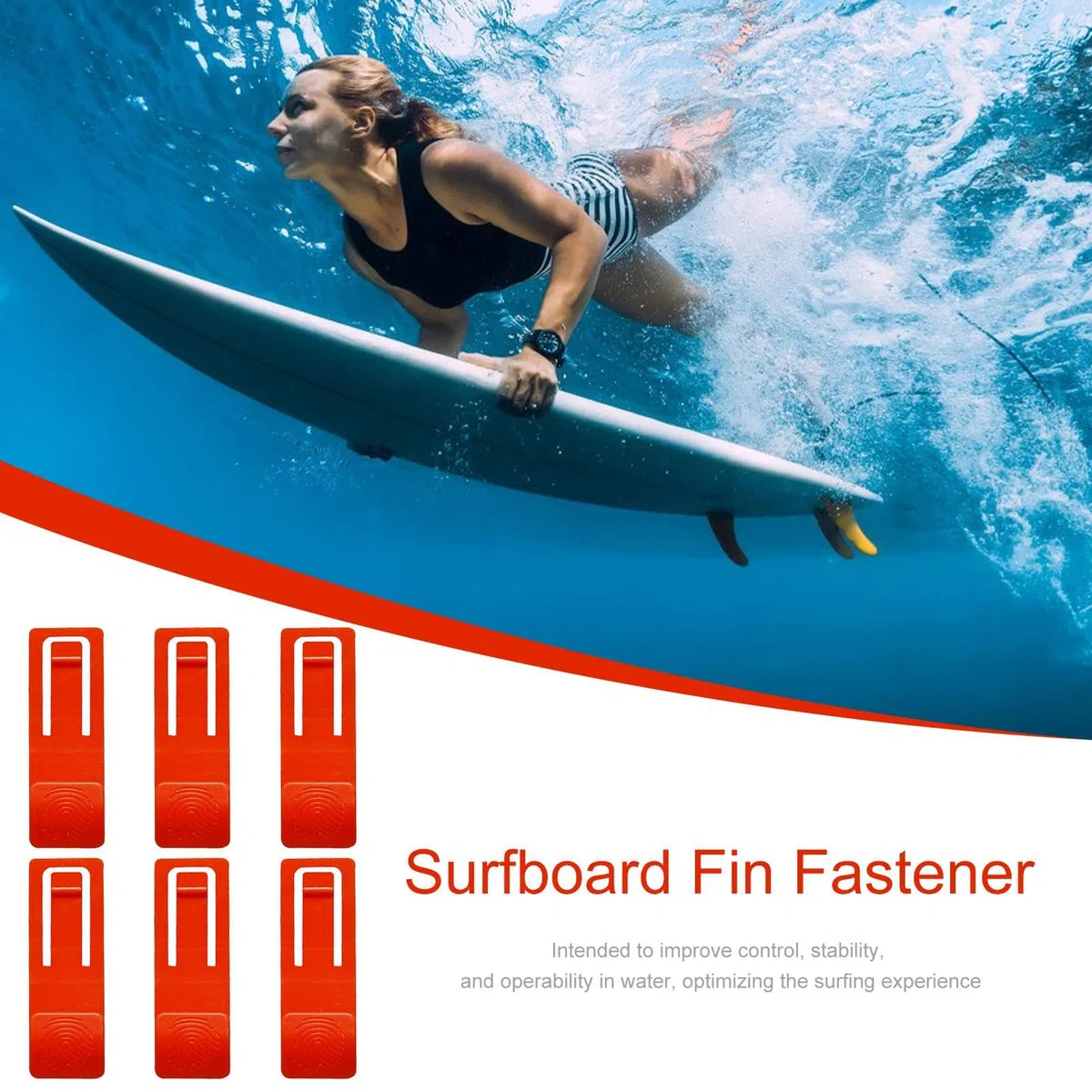 Fibbia per pinna da surf – clip per pinne da surf | 6 fibbie per spartiacque | clip di ricambio per pagaia | perno a sgancio rapido | clip per accessori per dispositivi a squalo