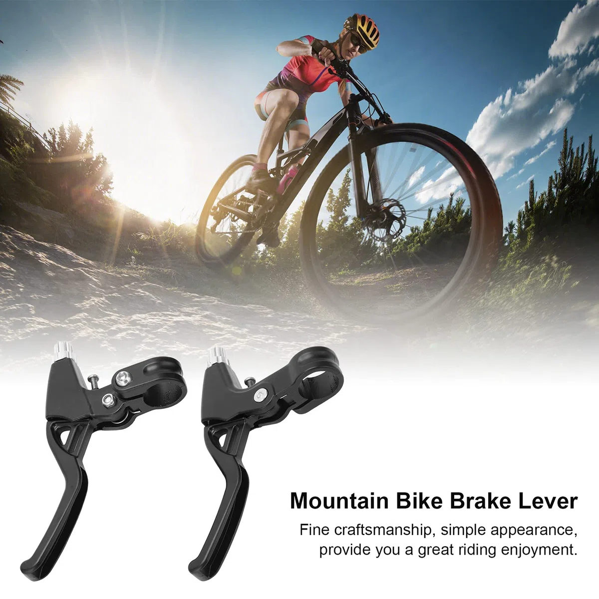 1 paio di leve freno universali per bici con manubrio freno a V in lega di alluminio per la maggior parte delle bici da strada MTB, 2,2 cm (Nero)