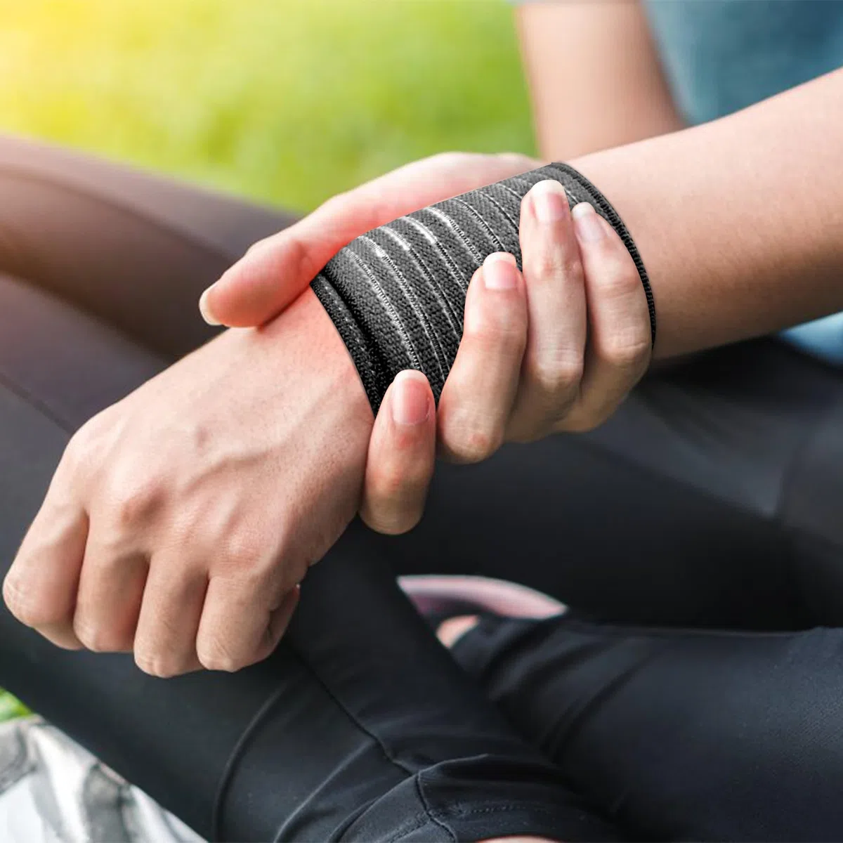 ONTYZZ Fasciatura Polso 1 Pezzo Alta Elasticità Benda da Polso per Sport Palestra Corsa Tozzo Allenamento Bende Elastiche Nero/40cm