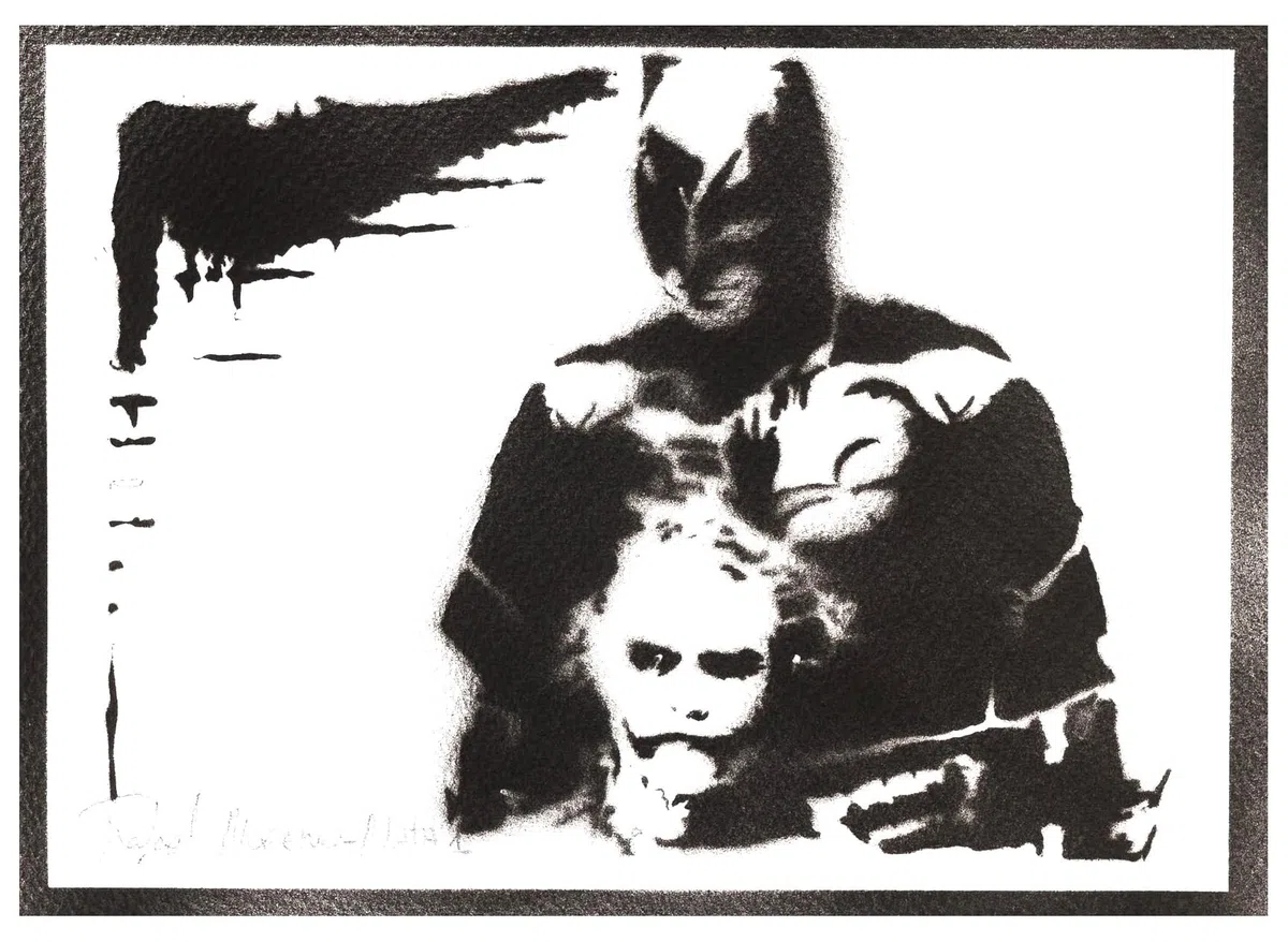 moreno-mata Autentici Graffiti Fatti a Mano Bat... Supereroi Handmade Poster Quadro Moderno Soggiorno Decorazione Parete Regalo Uomo e Donna