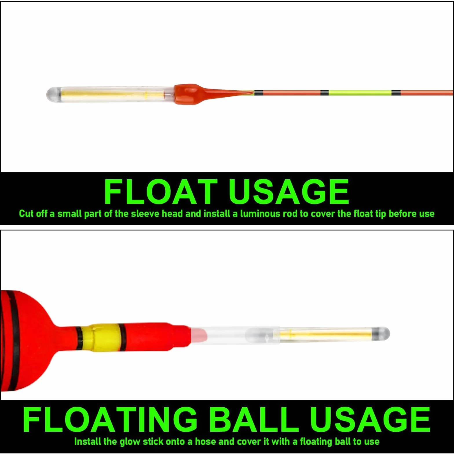 GOMETY 100 luci notturne da pesca, 4,5 mm, luci a LED, per canna da pesca, pesca notturna, bastoncini luminosi per nuotatori, canne da canna, pali