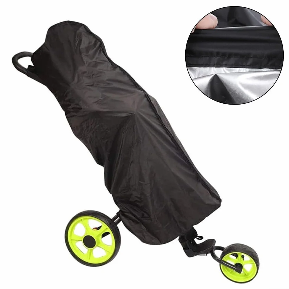 Copertura antipioggia per sacca da golf, impermeabile, in tessuto Oxford Dacron, con chiusura a coulisse, per borse da carrello, protezione da pioggia, neve, polvere, UV, nero, 30 x 62 x 130 cm