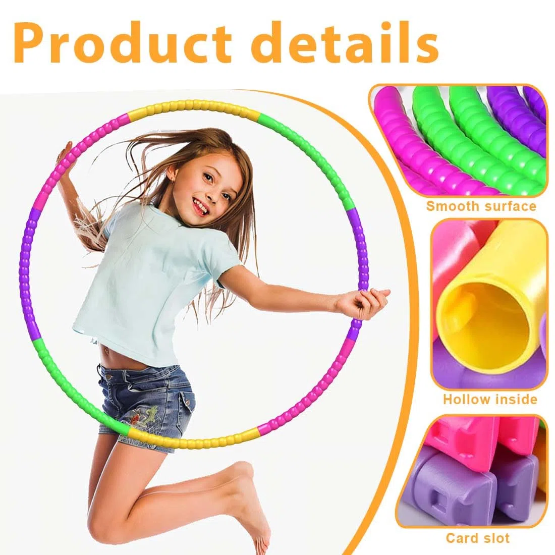 GXGM 1 Pezzi Hula Hoop Per Bambini, Hula Hoop Bambini 8 Nodi Smontabile, Per Sport E Divertimento Adatto A Tutti I Tipi Di Persone O A Diverse Dimensioni Della Vita