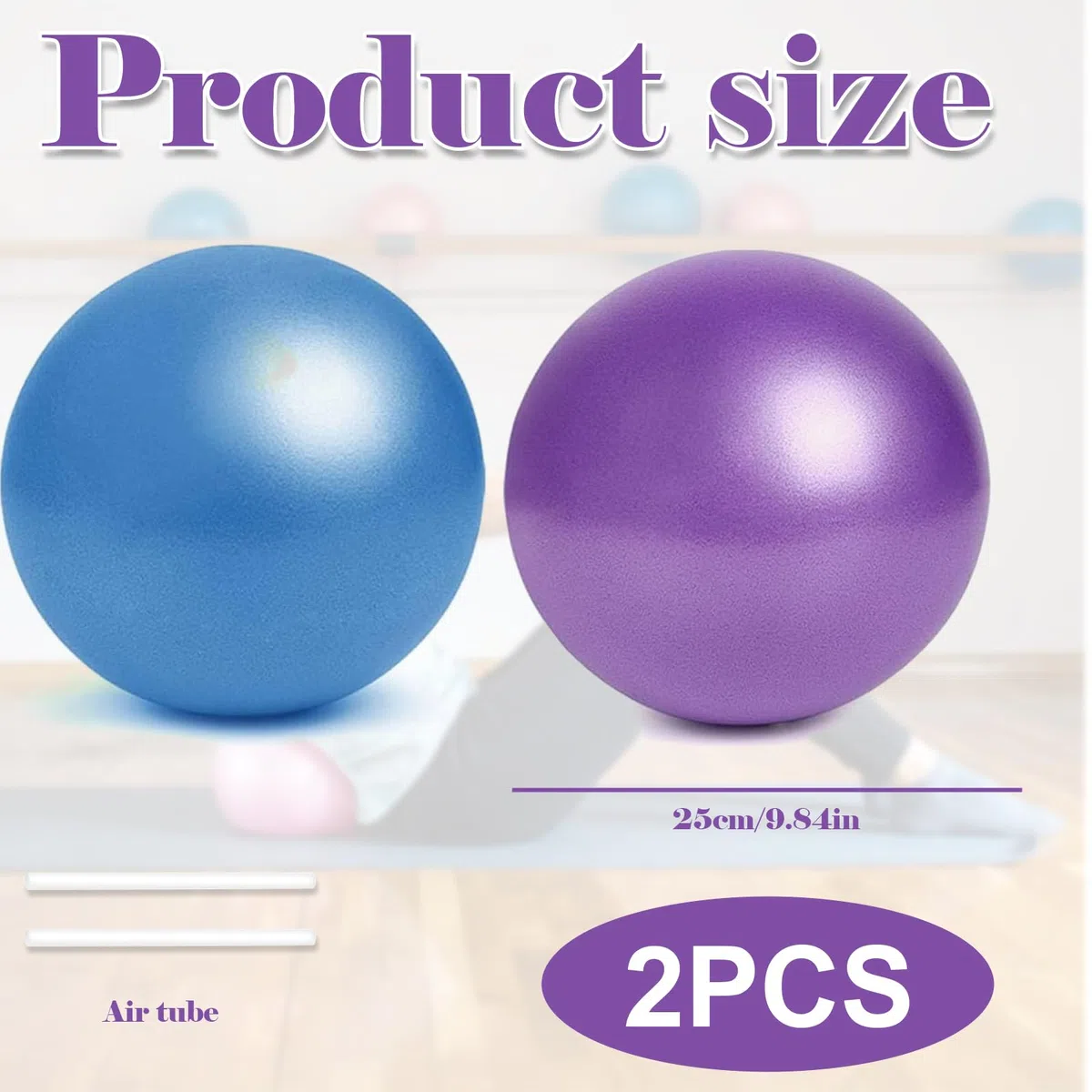 Palla da Ginnastica 2 Pezzi 25 cm, Blu e Viola, Mini Gym Ball per Yoga Pilates Fitness Allenamento Core Equilibrio Forza, Facile da trasportare e Utilizzare