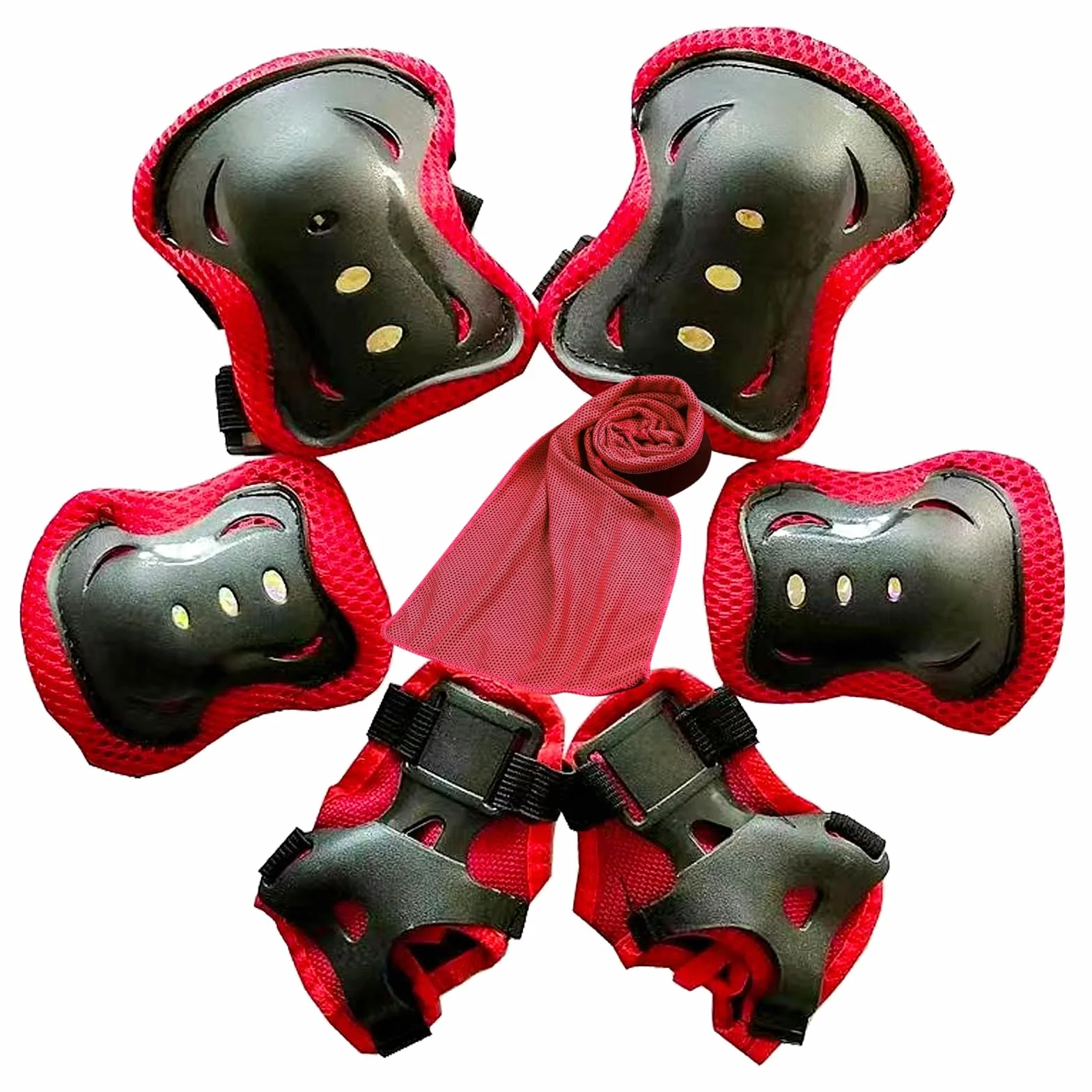 JSTHHTT Protezioni Skateboard Bambino,Set di Protezioni per Bambini,Protezioni Pattini Ginocchiere Gomitiere,Regolabile Ginocchiere Gomitiere per Skateboard Bicicletta Pattinaggio Monopattino,Rosso