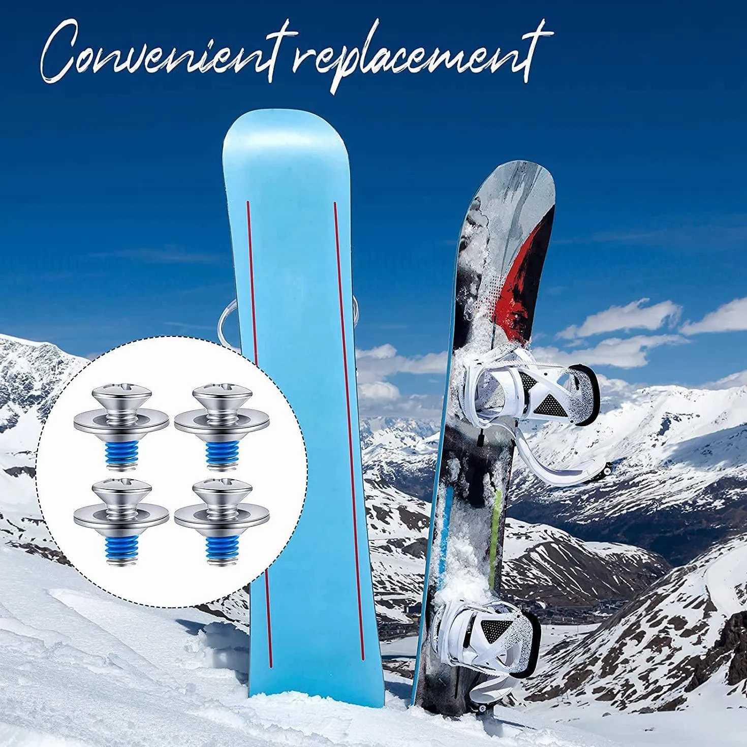 Il Set di di Fissaggio per Snowboard Include 4 Pezzi di di Montaggio per Snowboard e 4 Pezzi di Rondelle per da Snowboard