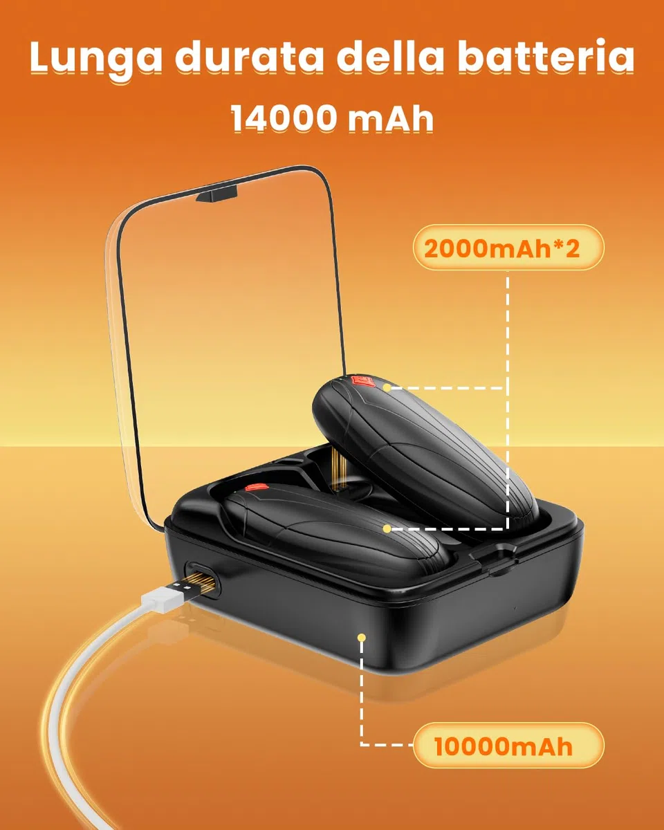Scaldamani Ricaricabile 2 Confezione con Ricarica Custodia, 14000Mah Scalda Mani Portatile Elettrico, Scaldamani Usb Riutilizzabile, Durata, Regali di Natale per Campeggio All'aperto, Caccia