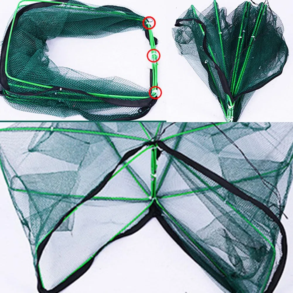 Trappola per Rete da Pesca, 6 Fori Automatica Gabbia, Portatile, Pieghevole, Per Granchi, Gamberi, Pesci, Pesciolini, Gamberetti, Trappola Per Gamberetti, Trappola Pesci, Rete Trappola Pesca