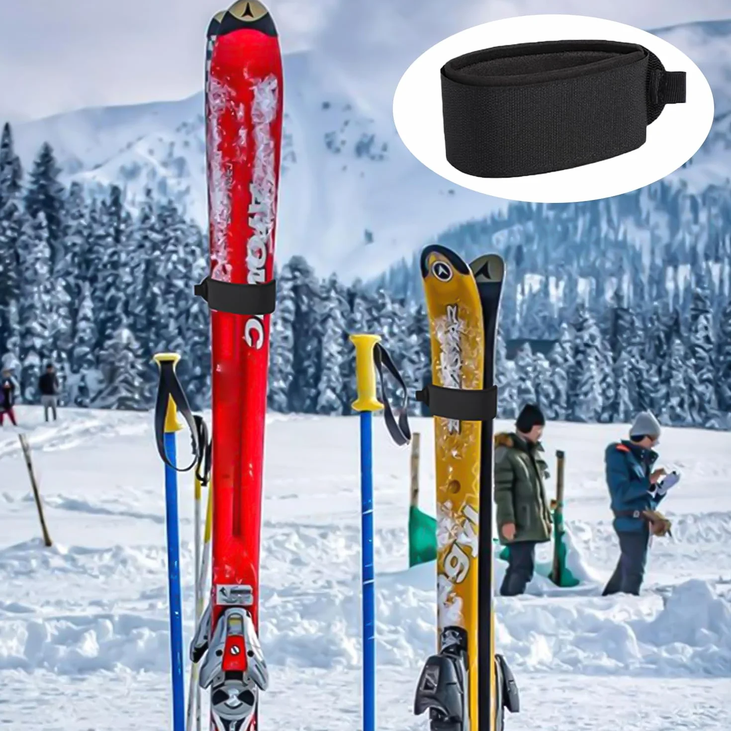 Cinghie da Sci da 8 Pezzi, Strumenti per Attacchi da Snowboard, Cinghie in Nylon, Cinghie Elastiche, Cinghie Regolabili