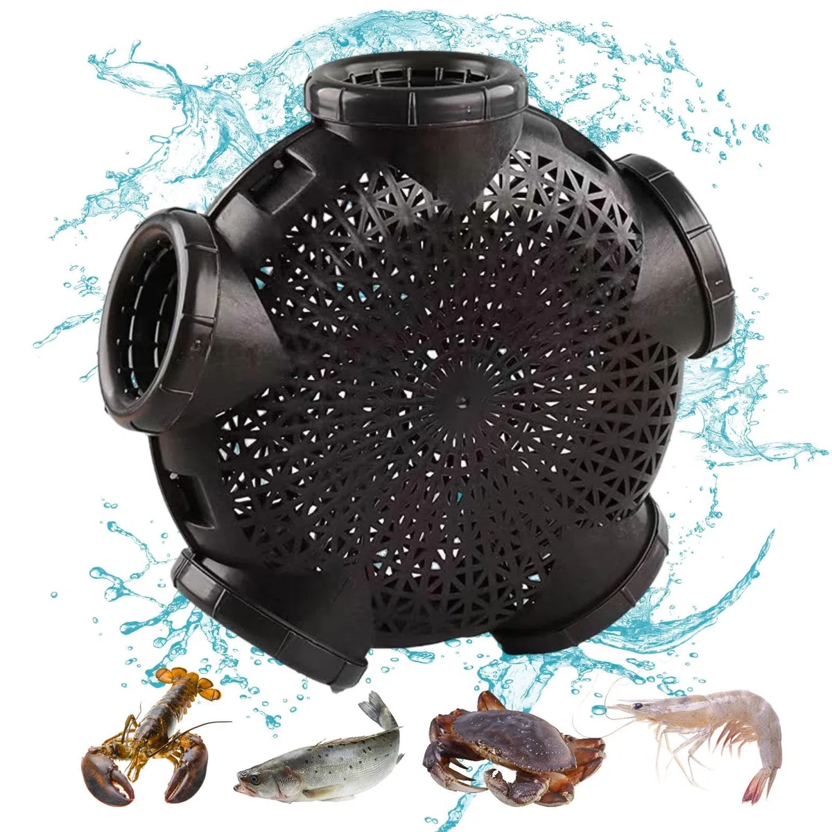 Trappola per esche da pesca, Trappola per aragoste, Gabbia per anguilla e gamberetti a 5 fori, Trappole per gamberetti Anguilla, robuste e facili da usare, leggere, per catturare piccoli pesci con esc