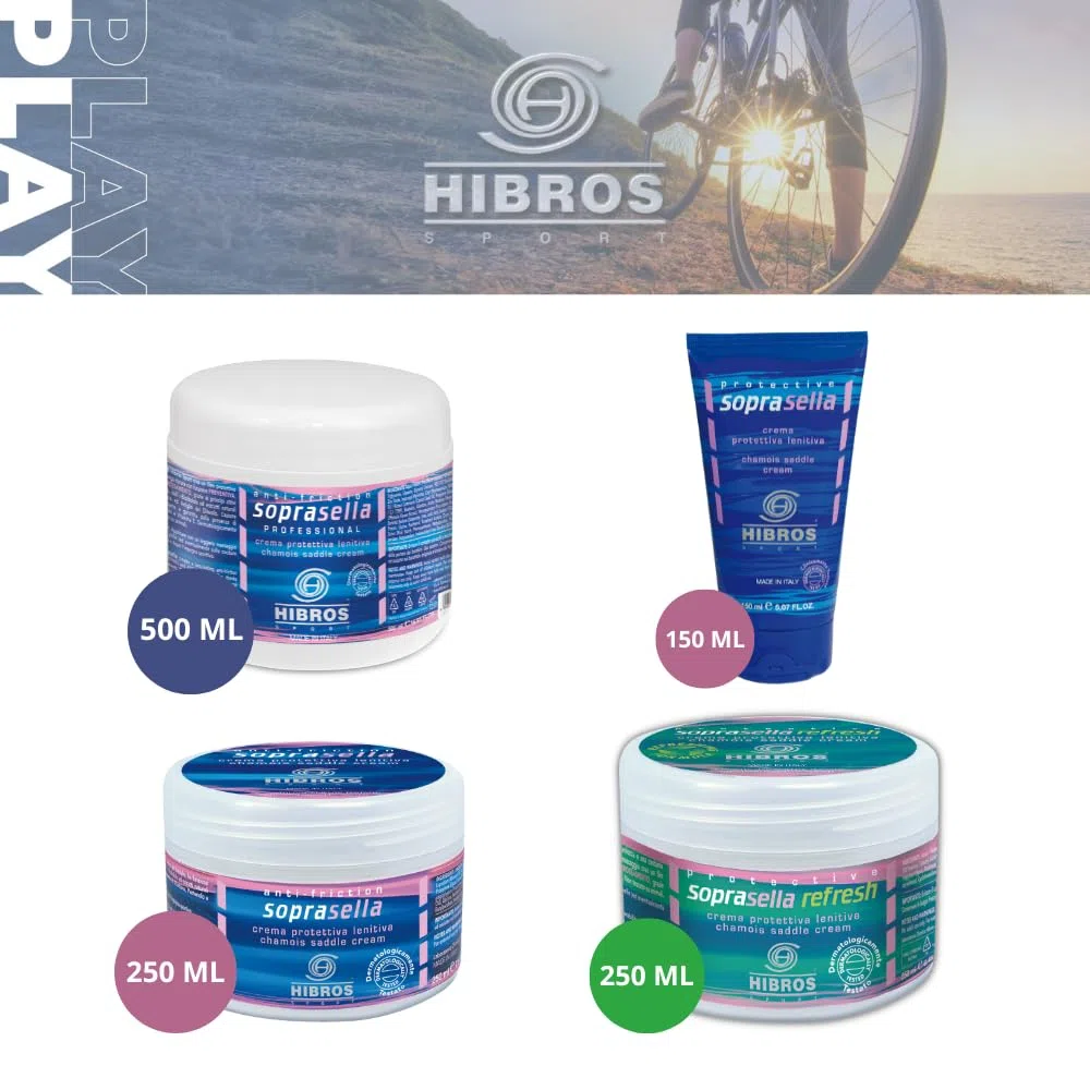 Hibros Crema Soprasella Lenitiva Idratante Protettiva Anti Sfregamento - Fondello Ciclismo Sottosella - Bici Corsa Sport Uso Sportivo Running 150 ml