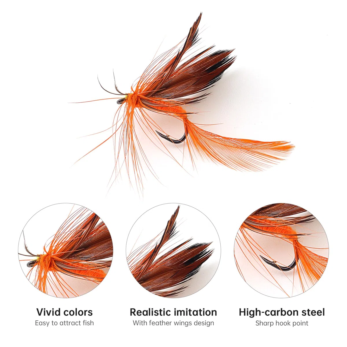 12 esche a forma di farfalla, realizzate a mano, per spigola, panfish, trota, salmone