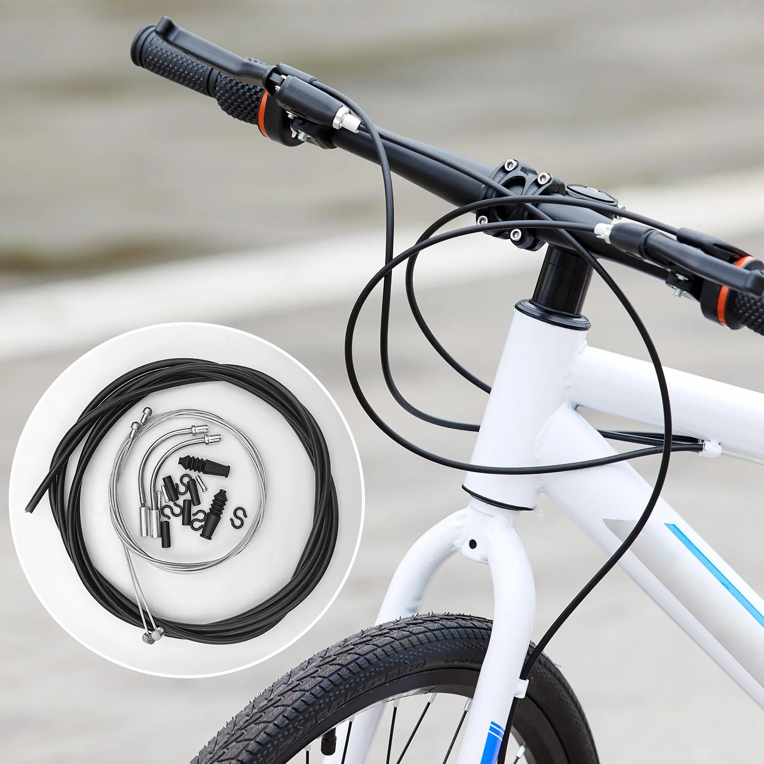 Set di cavi freno per bicicletta Gemtte, 2 set di Bowdenzug universali per bicicletta e cavo del cambio, set di cavi freno per bicicletta con 2 V-Bremskrümmer (90 gradi) per mountain bike, bici da