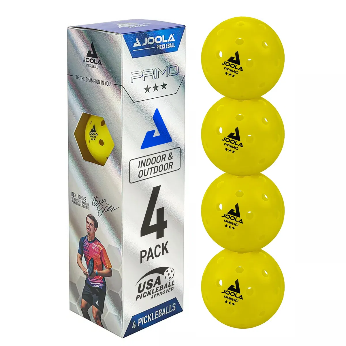 JOOLA Primo Pickleball - Palline da pickleball da torneo per interni ed esterni, approvate USAPA, idealmente ponderate e realizzate con precisione, design a 40 fori, dimensioni ufficiali
