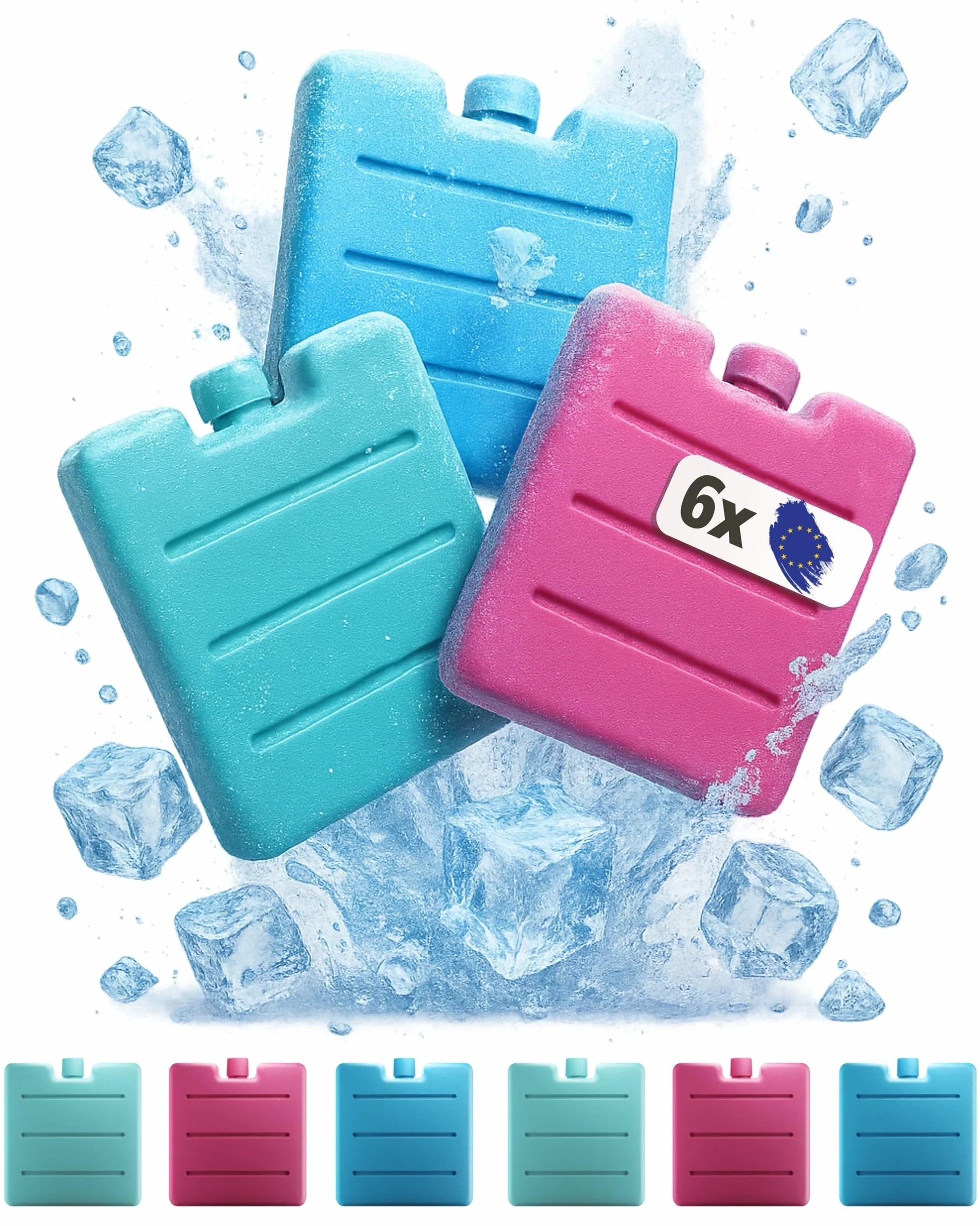 ToCi Piccoli Fresco Batterie in Blu, Rosa e Verde | Mini Fresco-Elementi Riflettenti per la Borsa frigo | Fresco-Batteria per Il Contenitore per Il Pranzo