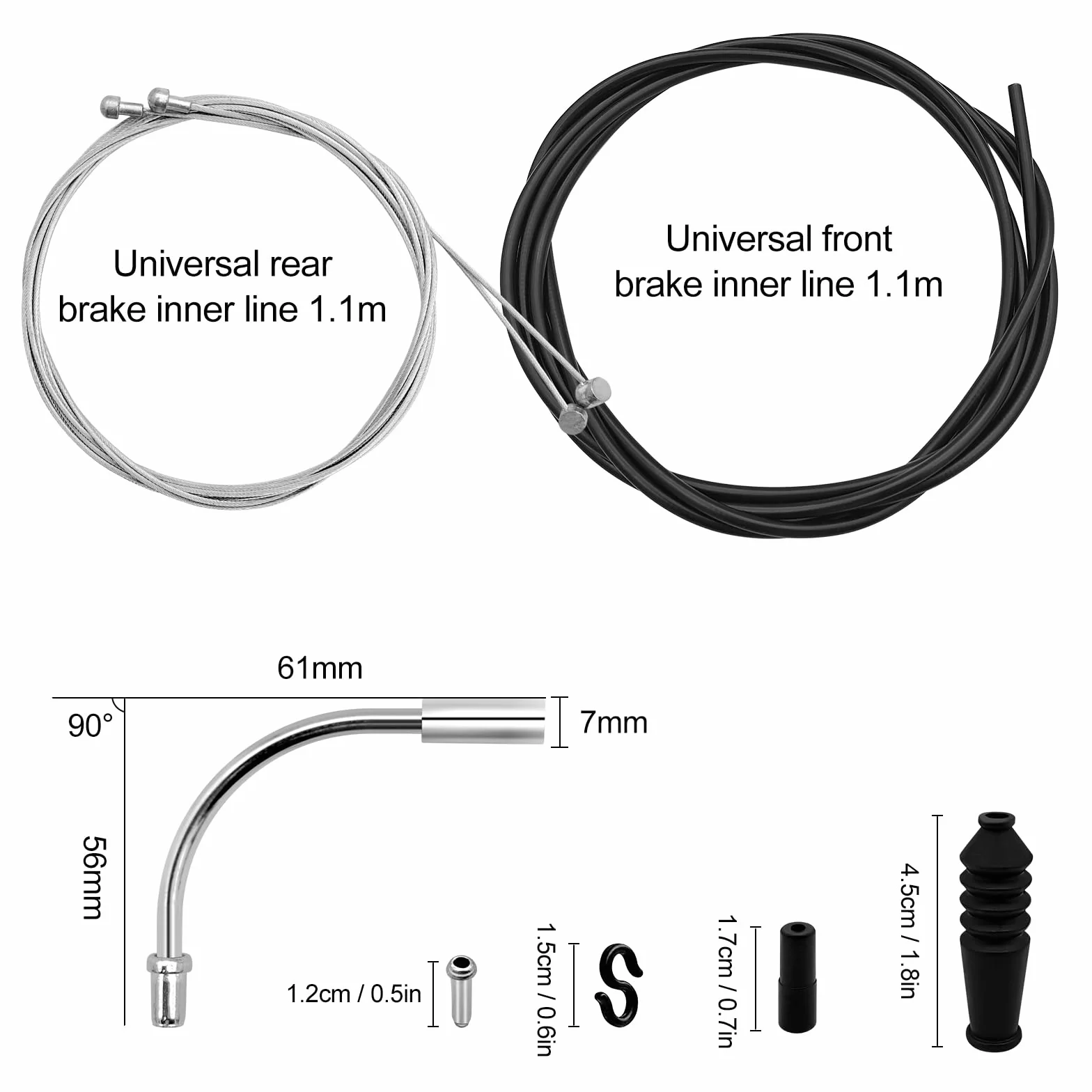 Set di cavi freno per bicicletta Gemtte, 2 set di Bowdenzug universali per bicicletta e cavo del cambio, set di cavi freno per bicicletta con 2 V-Bremskrümmer (90 gradi) per mountain bike, bici da