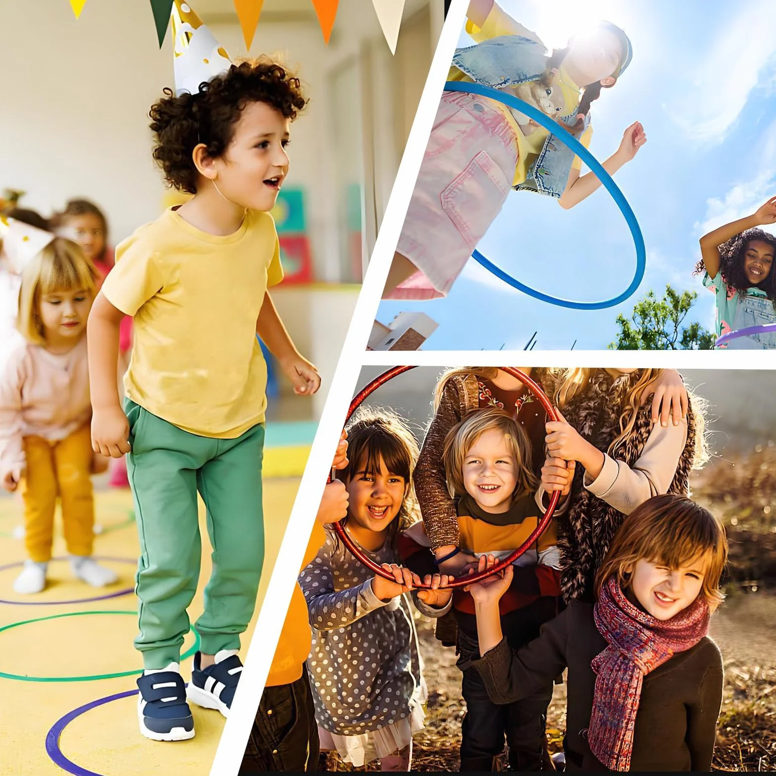 2 pezzi 8 sezioni Hula Hoop pneumatici colorati hula hoop per bambini rimovibile Hoola Hoop bambini 8 anni per compleanno ragazze dai 3 4 5 6 7 8 9 anni