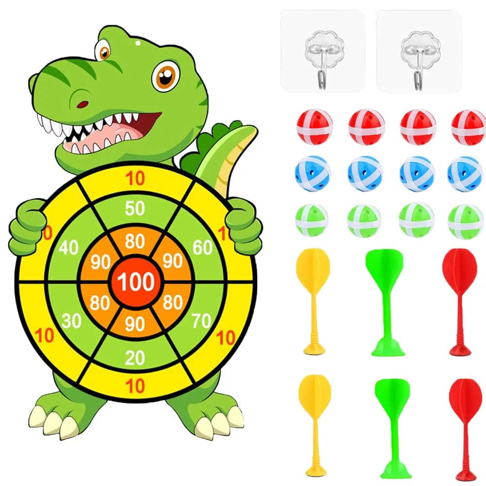 Dinosauri Freccette per Bambini Bersaglio per Bambini da 76 cm Bersaglio Freccette Bambini Hanging Dart Lanciare di Gioco Giochi per al Coperto e all'aperto