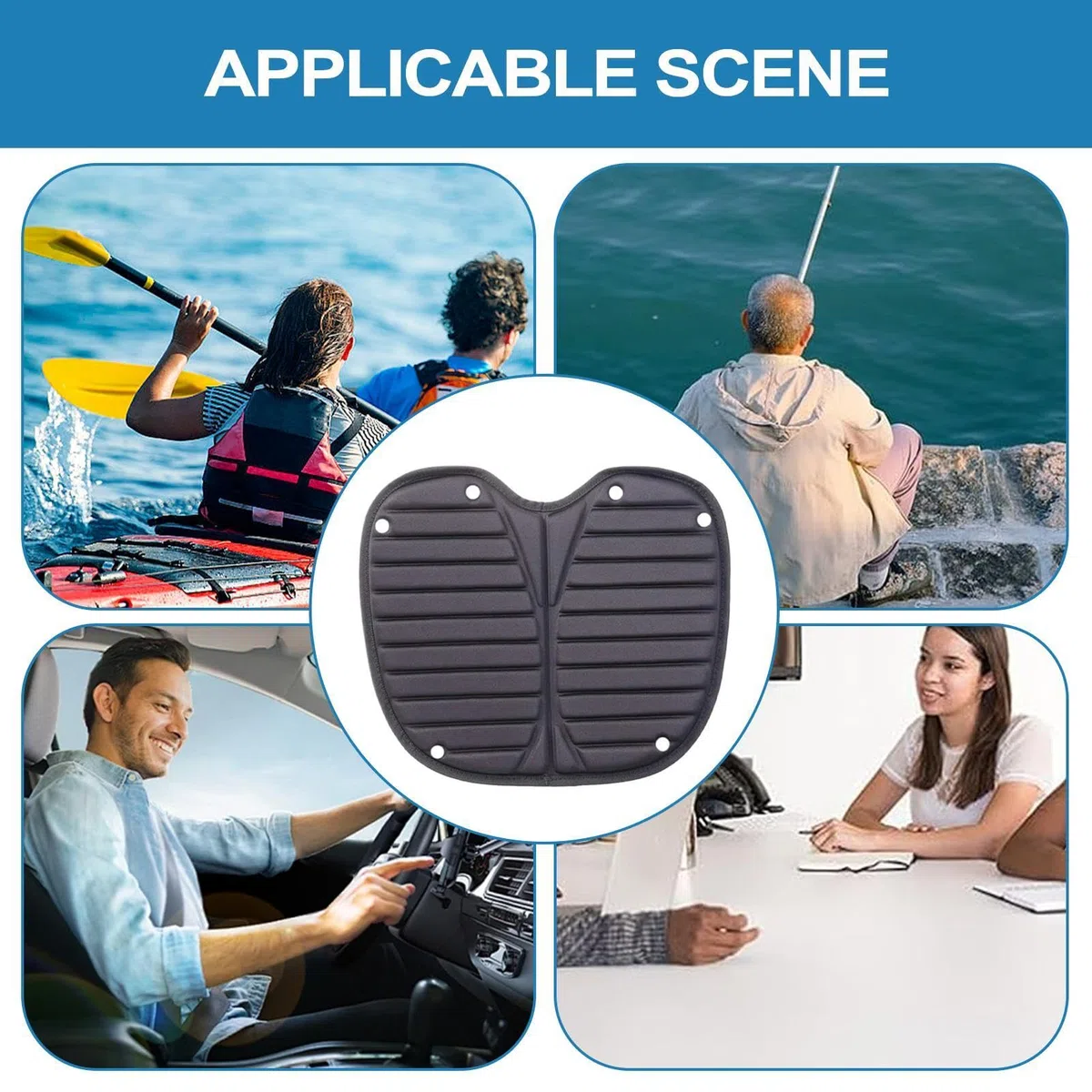 Generico Cuscino per sedili in kayak, cuscinetto di sedile in kayak,Sedile cuscino Eva Anti-Slip Kayak - Strumenti esterni impermeabili, per barche, sostituzione della sedia rimovibile per all'aperto